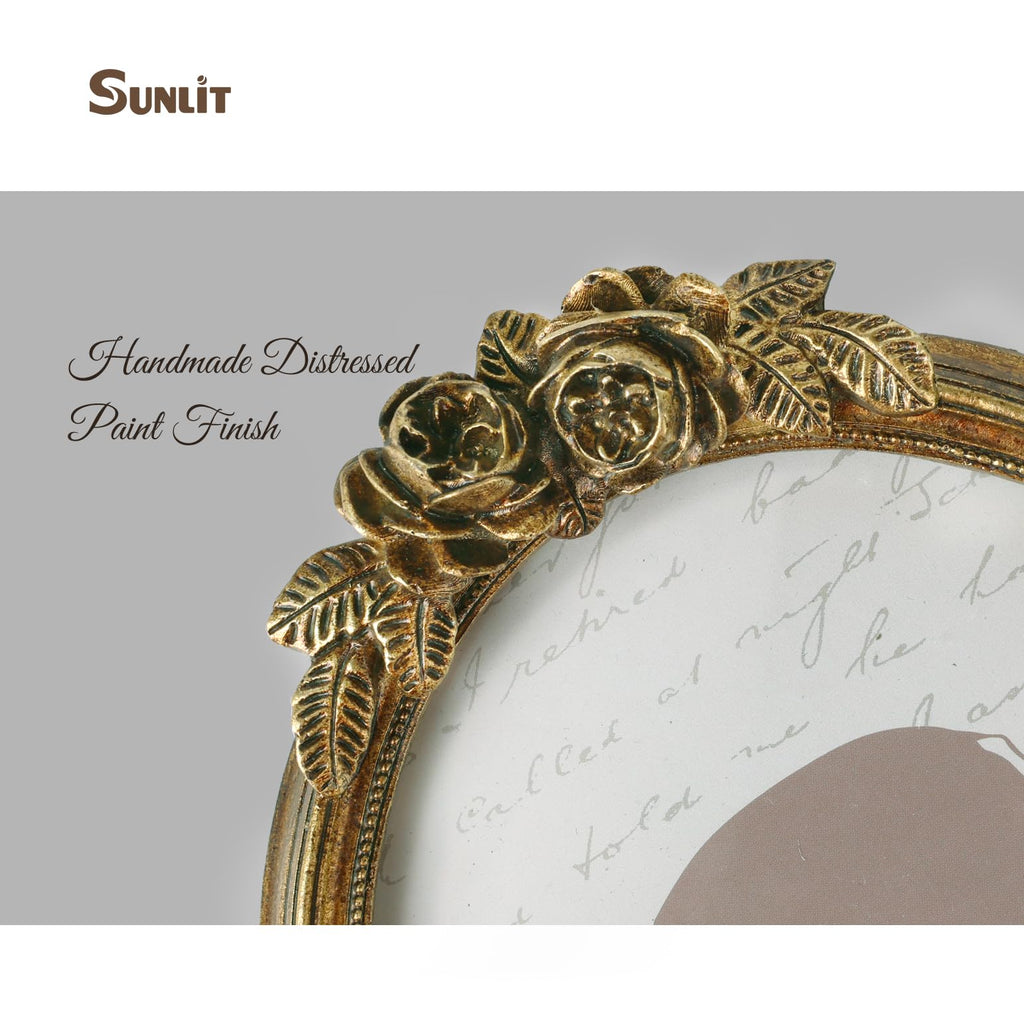 Vintage Picture Frame, Oval Antique Photo Frames with Glass Front, Luxury Photo Display, Tabletop Wall Hanging