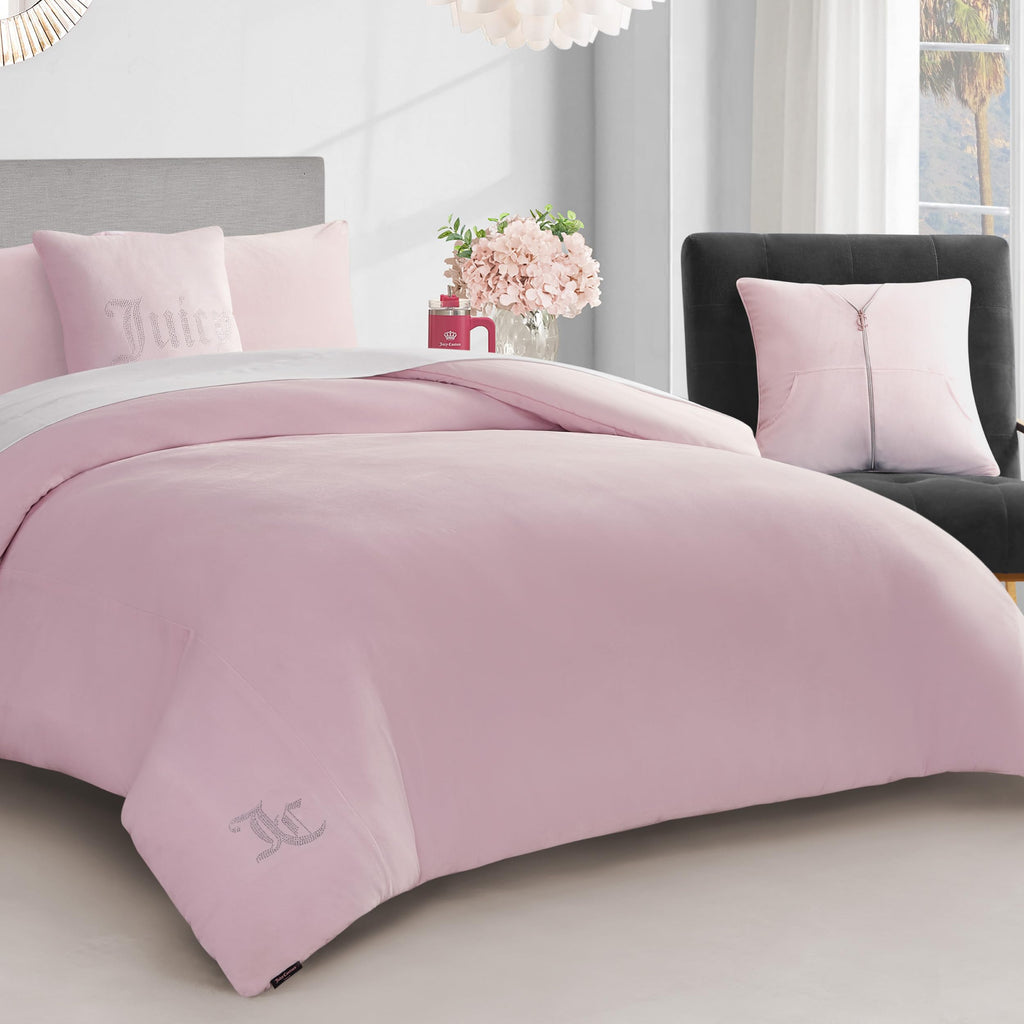 Juicy Couture Solid Velour 3-Piece King Comforter Set â€?Luxurious Bedding Ensemble