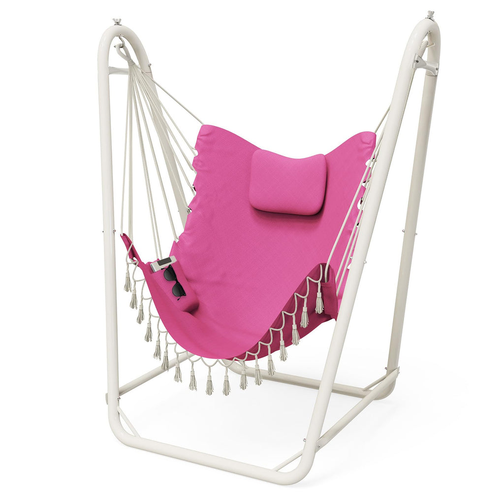 Hammock Chair with Stand,Heavy-Duty Hanging Chair with Stand for Indoor Outdoor, Sturdy Swing Chair Stand Max Load 350 pounds (Hammock Chair Included)