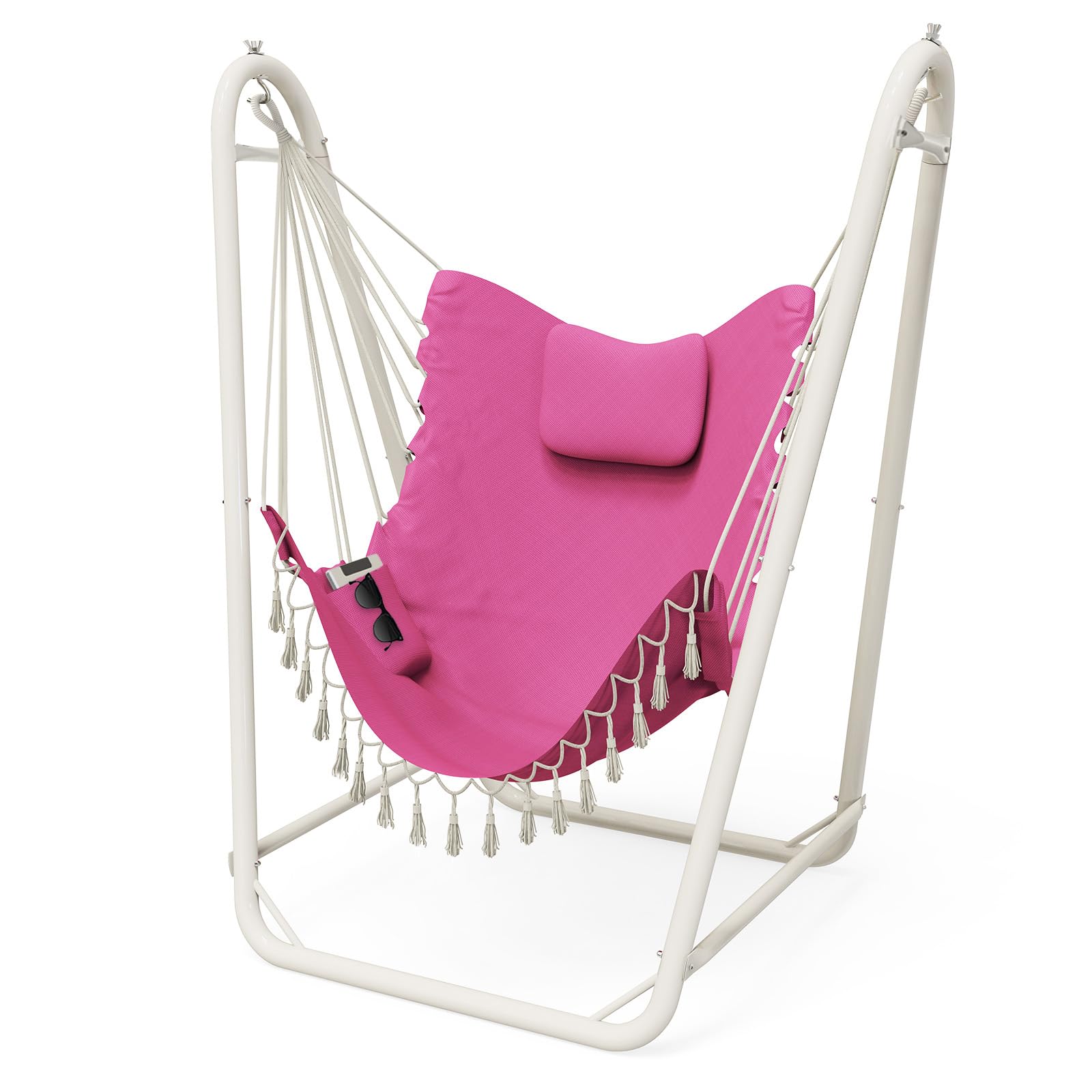 Hammock Chair with Stand,Heavy-Duty Hanging Chair with Stand for Indoor Outdoor, Sturdy Swing Chair Stand Max Load 350 pounds (Hammock Chair Included)