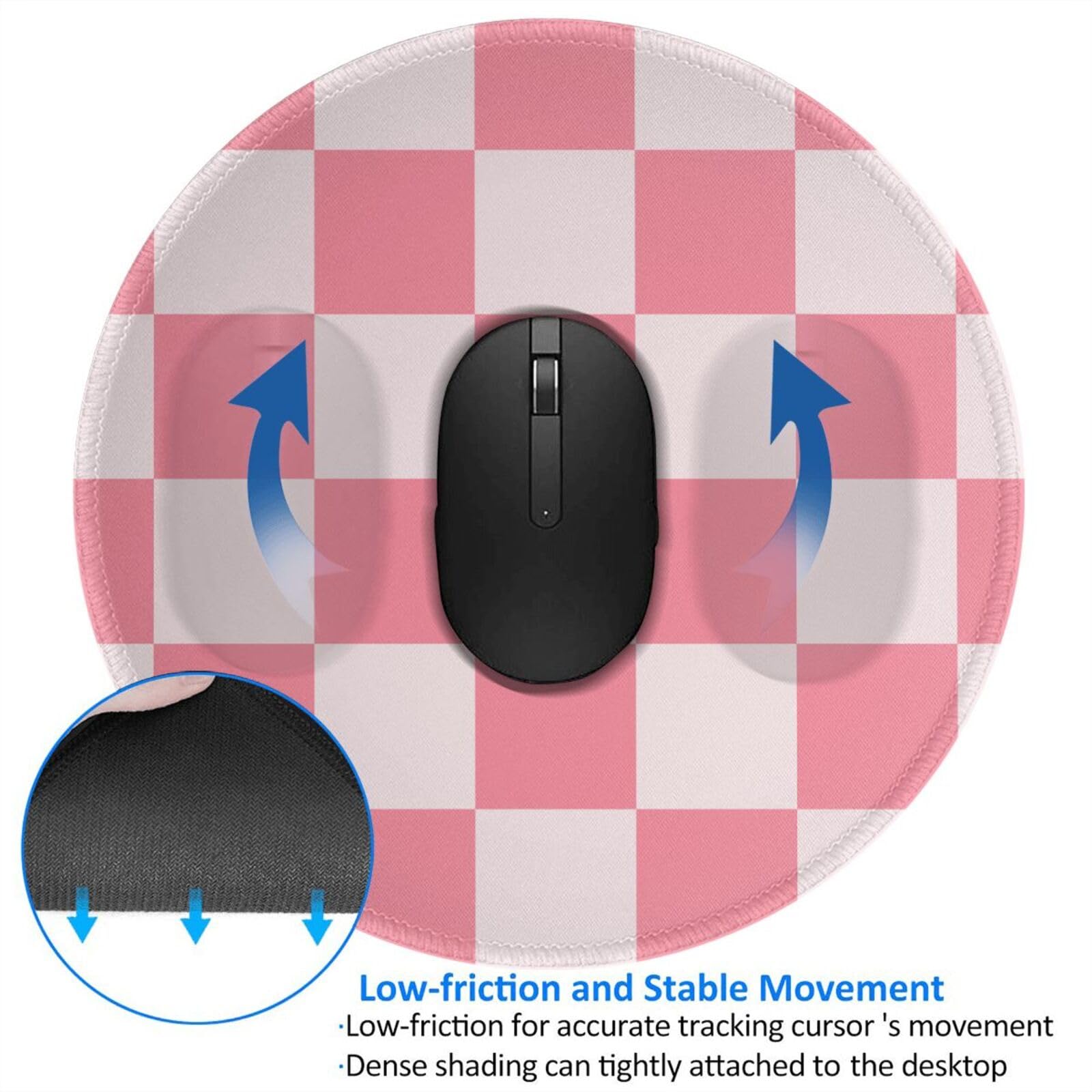 Round Mouse Pad Desk Top - Stitched Edges 8 X 8 Inch