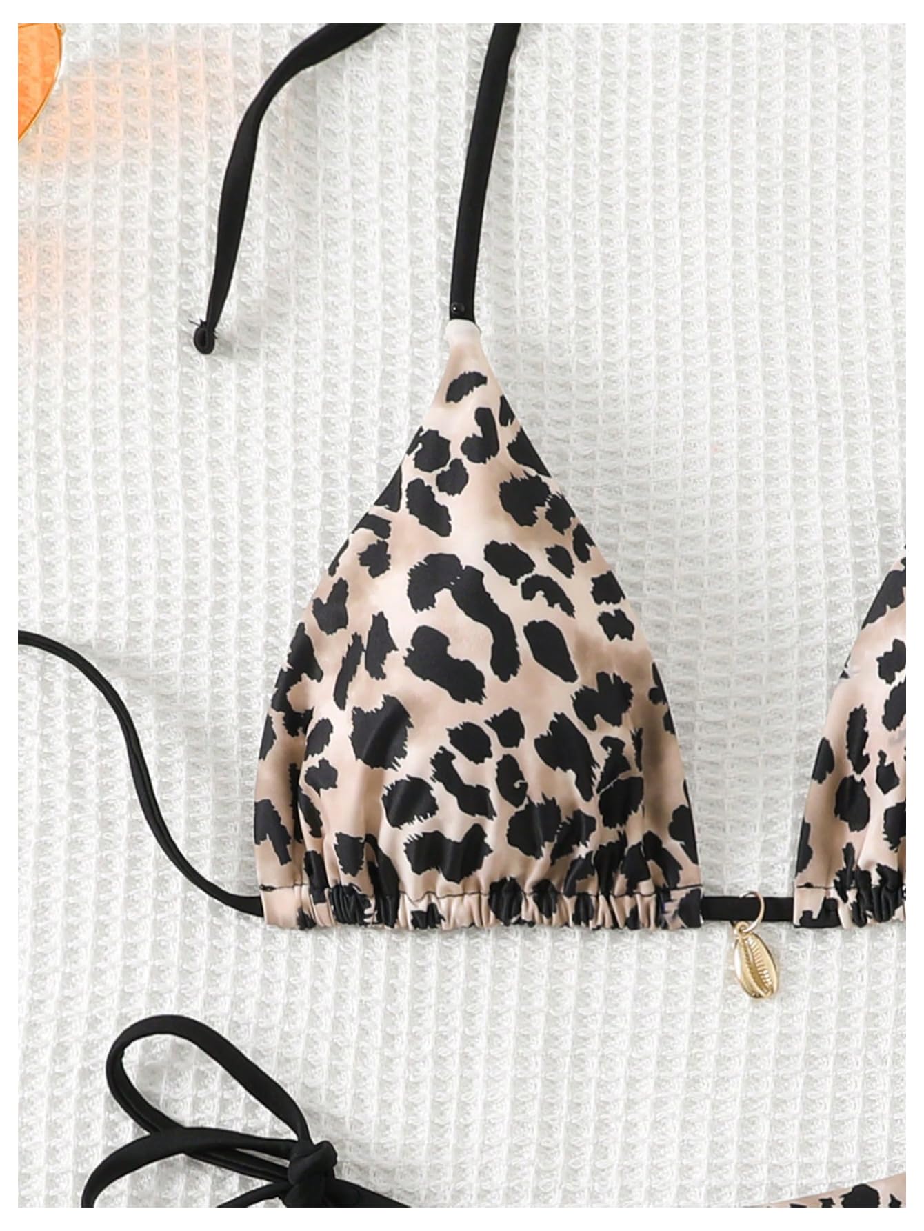 Women's 2 Piece Leopard Bikini Set Cheetah Thong Bikini Sexy String High Cut Bathing Suit Cheeky Triangle Swimsuit