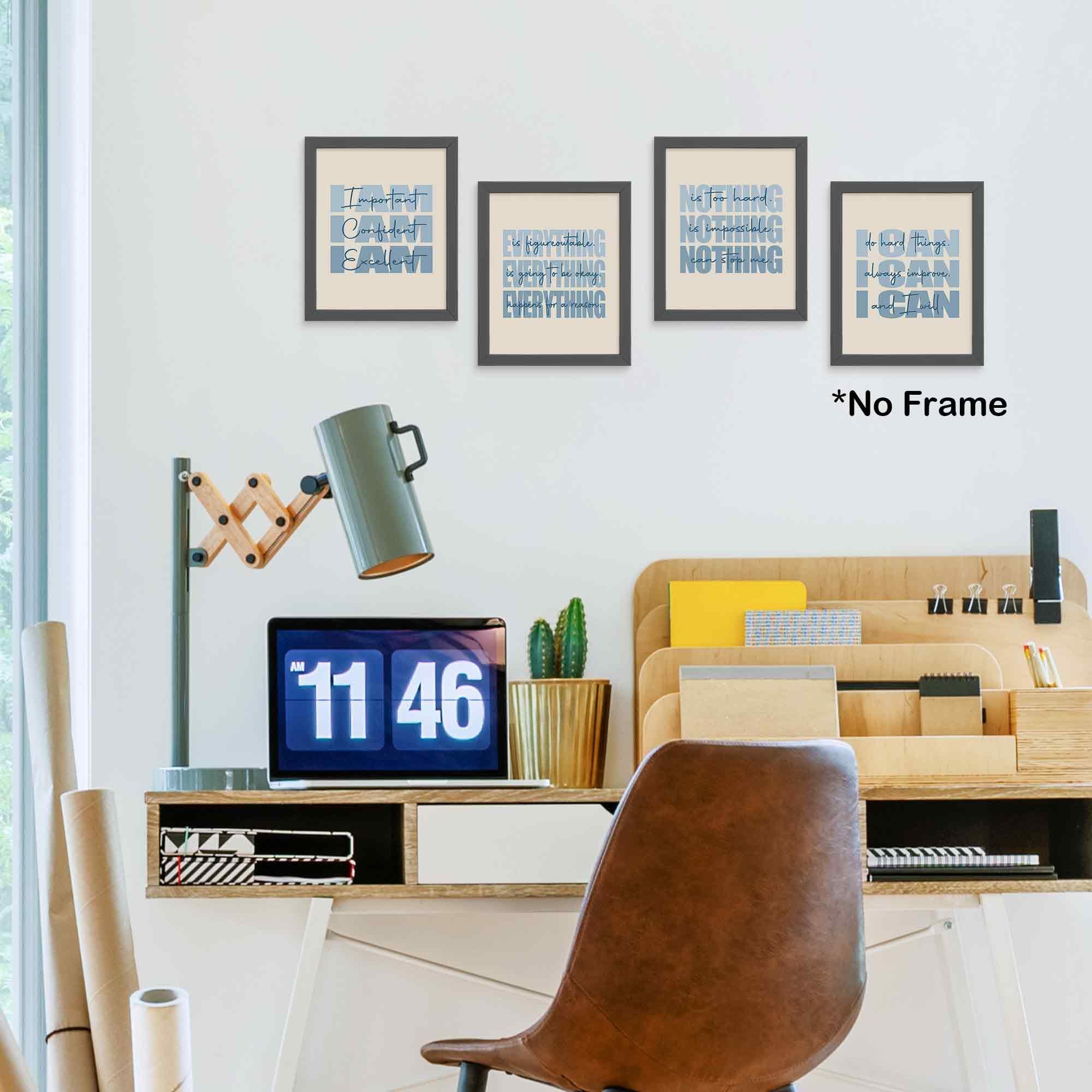 Set of 4 Inspirational Posters â€?Motivational Wall Art for Teen Girls & Women (8x10)