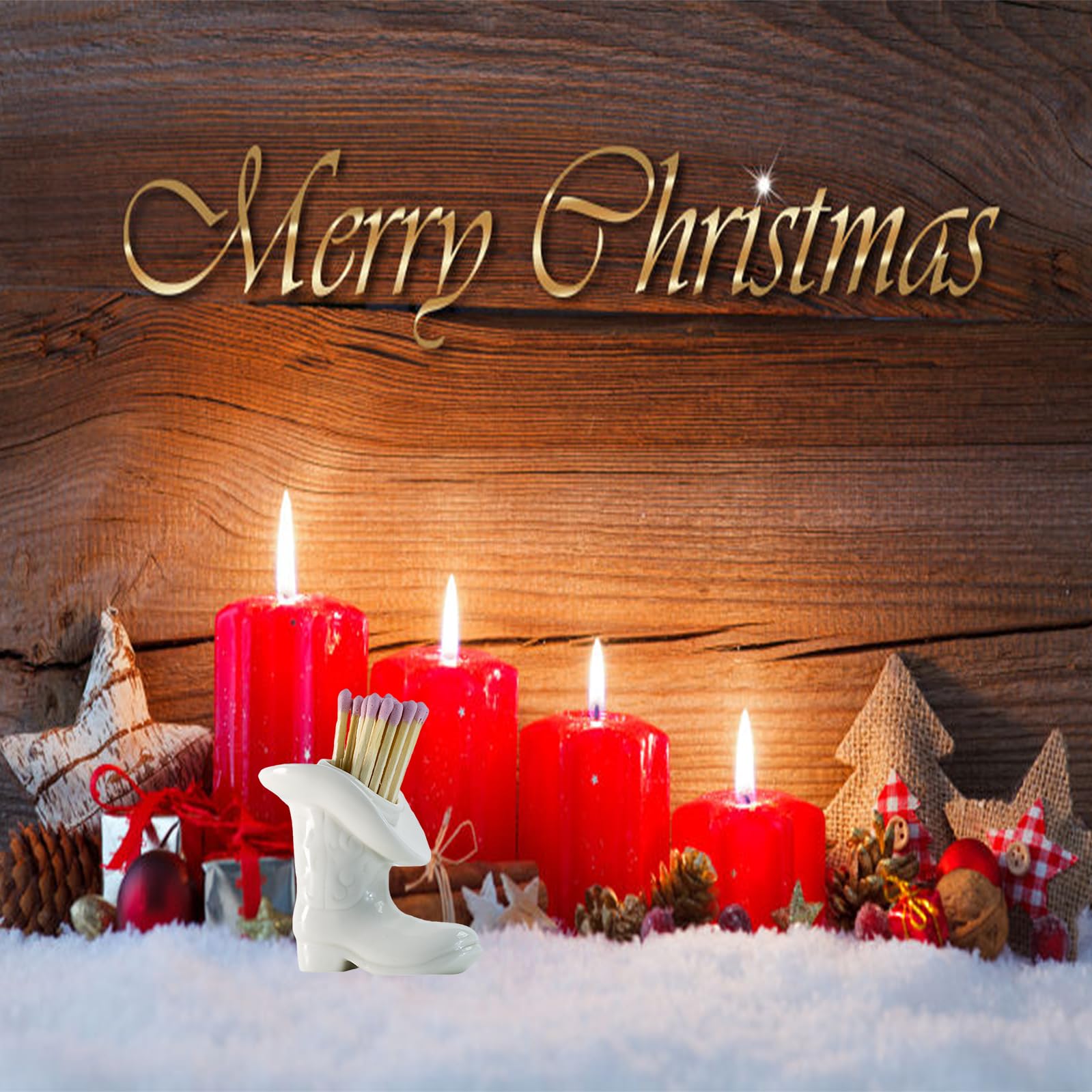 Cowgirl Boot Match Holder With Striker - Ceramic Cowgirl Boots Coastal Western Home Decor Aesthetic