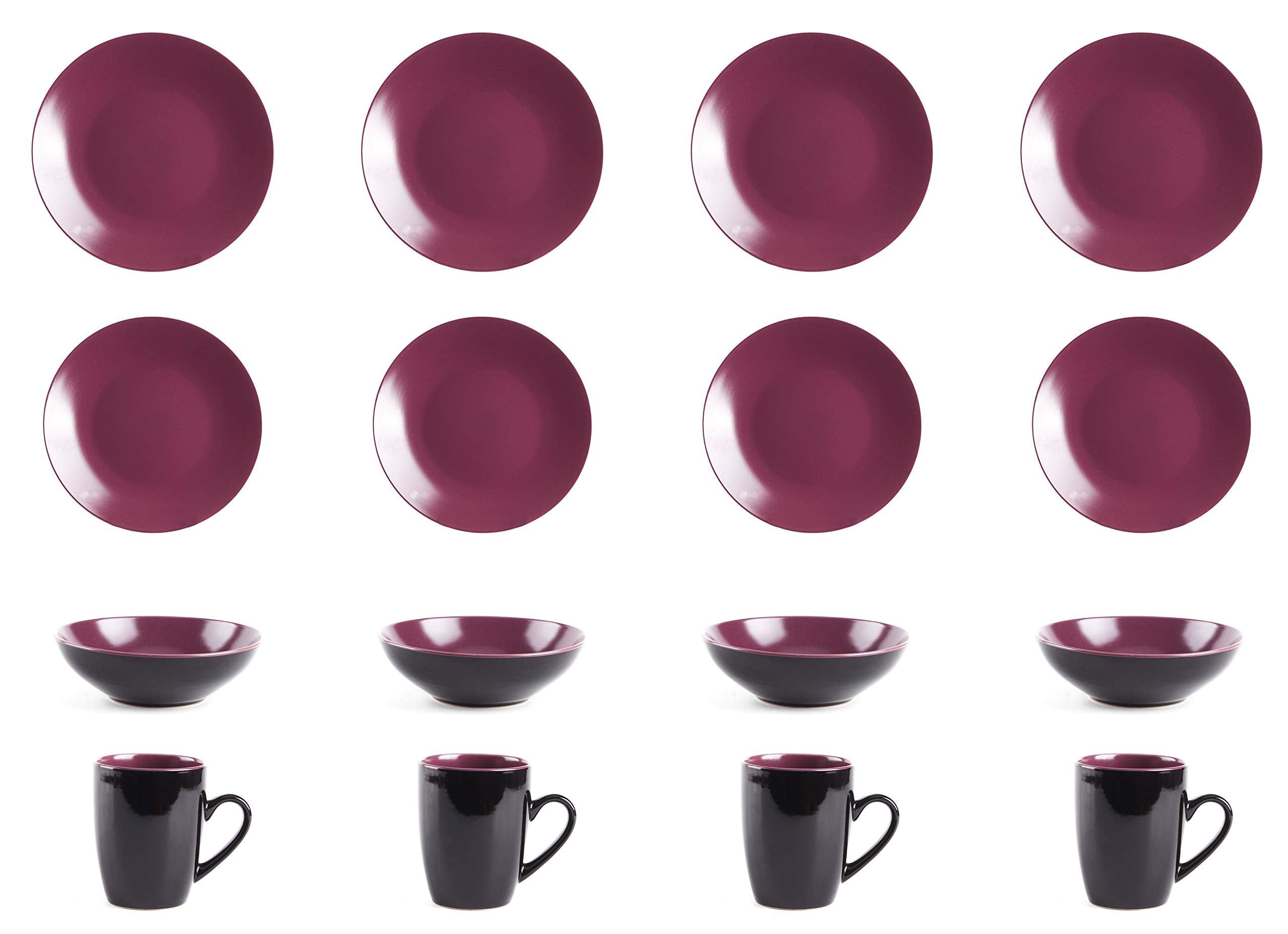 Stoneware Two-Tone Colors Life 12pc Dinner Set