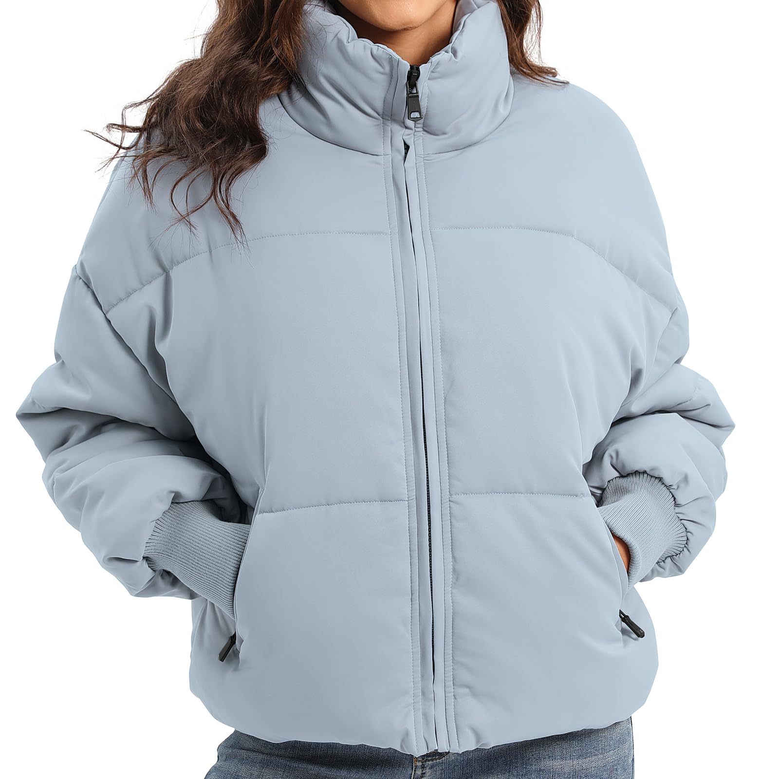 Women's Winter Baggy Zip Puffer jackets Short Down Jacket Coat