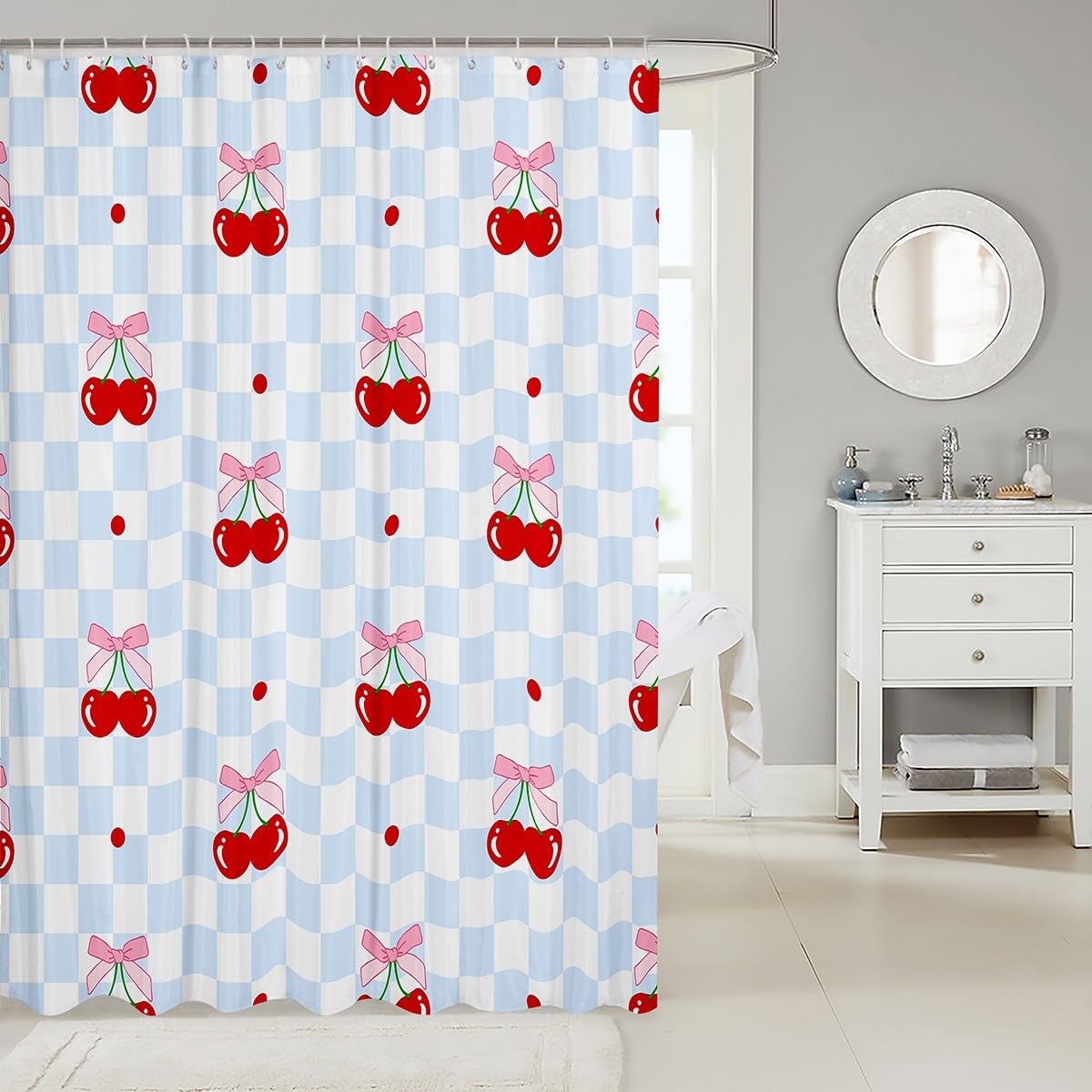 Cute Bathroom Curtains -  Waterproof Curtains, 12 Hooks Suits