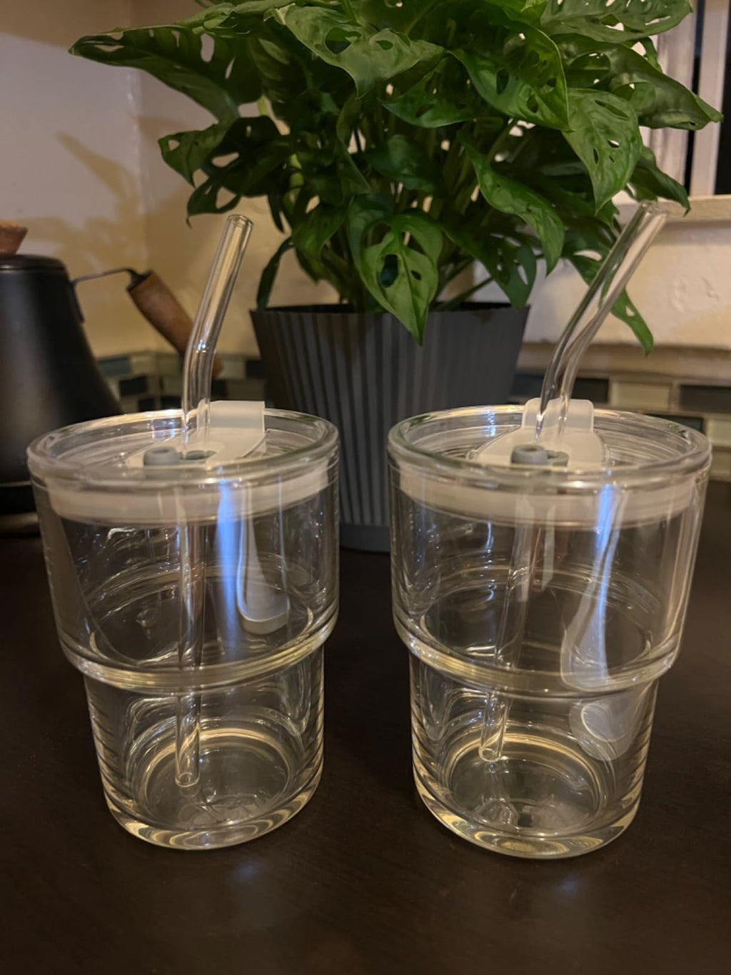 Glass Tumbler with Straw and Lid Sealed, Carry On Reusable Iced Coffee Cups,Thick Wall Glass Drinking Glassware Cups 13oz