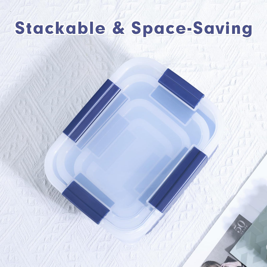 Plastic Food Storage Containers with Leakproof Locking Lids, Stackable Airtight Storage Containers BPA-Free & Freezer Safe, Non-slip Base, Set of 4 Pieces