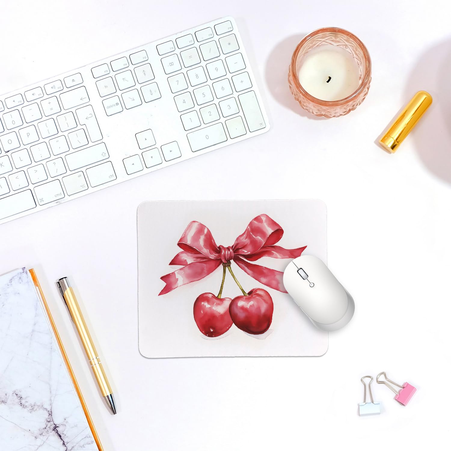 Coquette Bow Mouse Pad, Trendy Mouse Pad, Preppy Cute Mouse Pad for Desk Home Office & Gaming, 9.5x7.9 inches