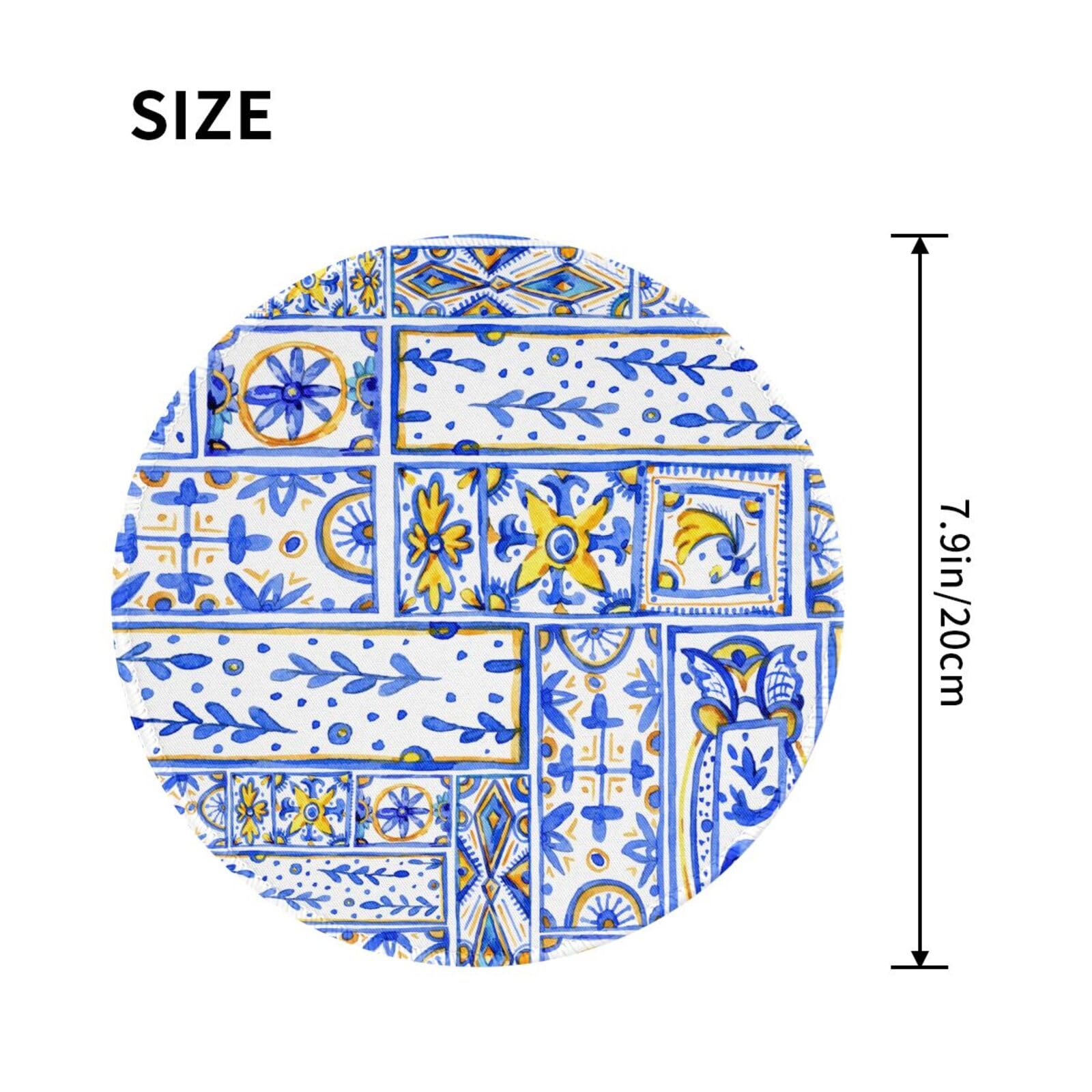 Round Mouse Pad Desk Top - Stitched Edges 8 X 8 Inch