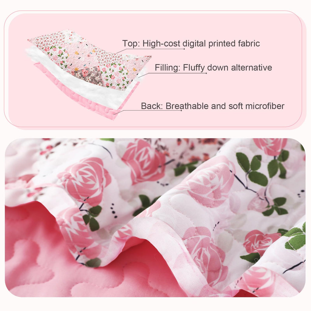 Reversible Patchwork Quilts Full Size, Lightweight Boho Printed Bedspreads Coverlets Quilt Bedding Set with 2 Pillow Shams