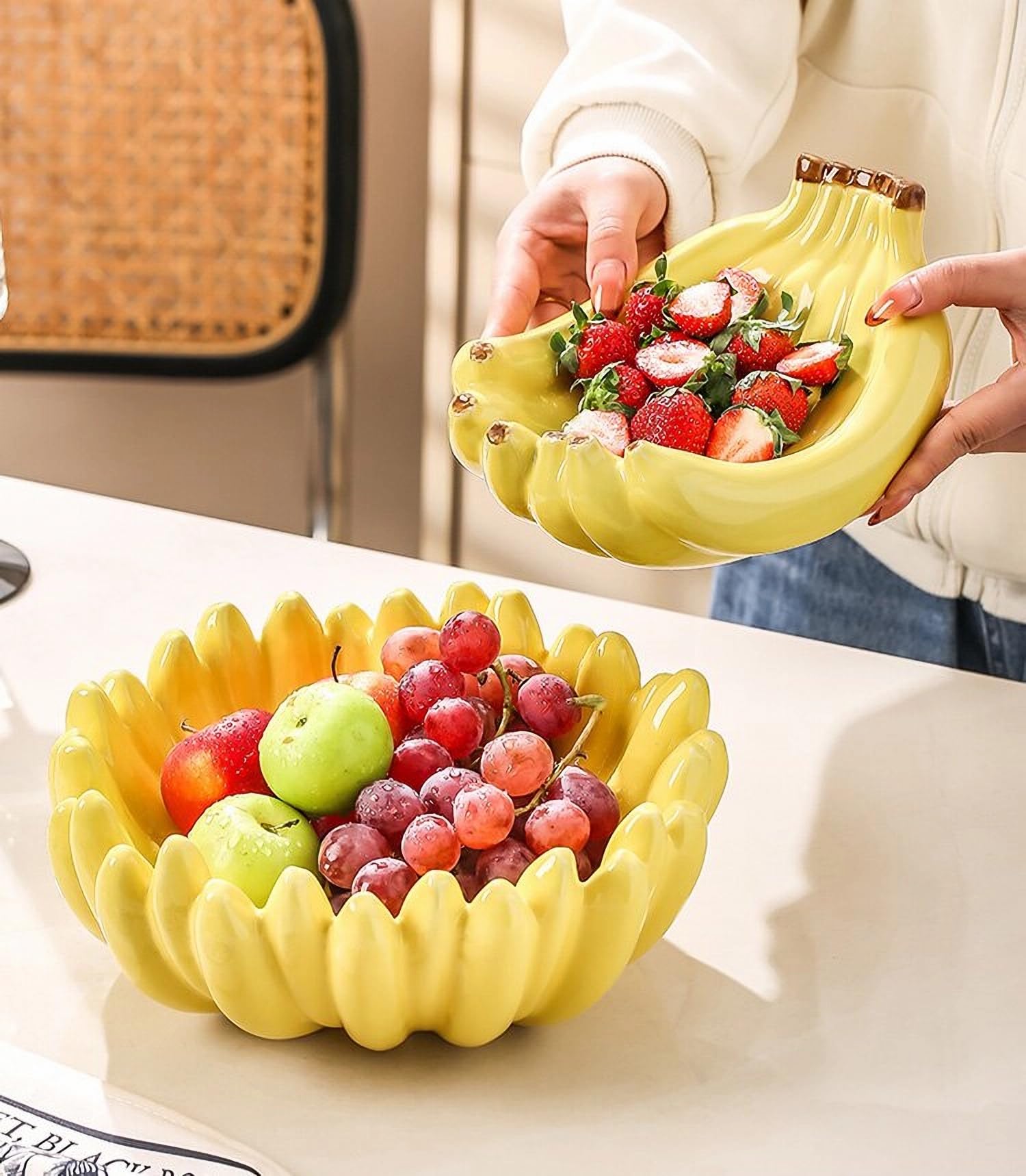 Ceramic Decorative Bowl Banana-Shaped Fruit Bowl