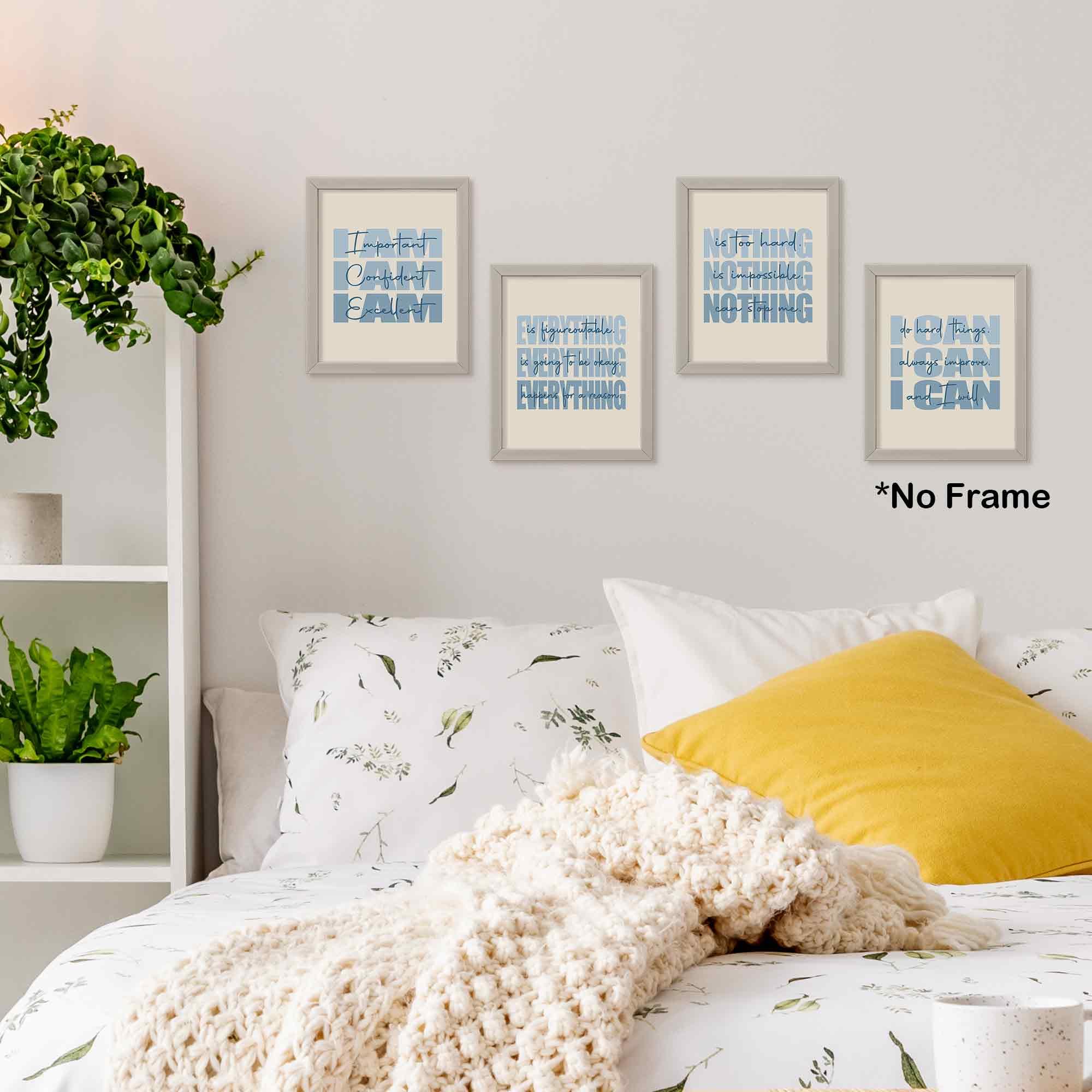 Set of 4 Inspirational Posters â€?Motivational Wall Art for Teen Girls & Women (8x10)