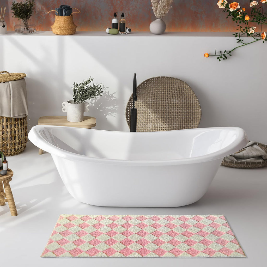 Cute Bath Mat for Bathroom Soft Super Absorbent Non Slip TPR Backing, Quick Drying, Machine Washable Bath