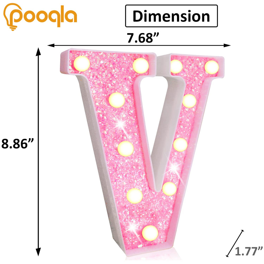 Pink LED Letters Glitter Alphabet LetterS & Numbers Sign Battery Powered