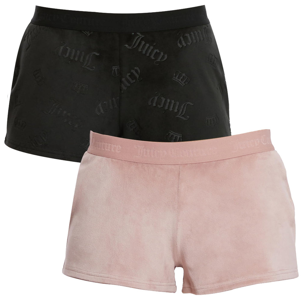 Juicy Couture Velvet Fleece Shorts 2 Piece Designer Pajama Set for Women, 2-Pack Sleep and Lounge Shorts