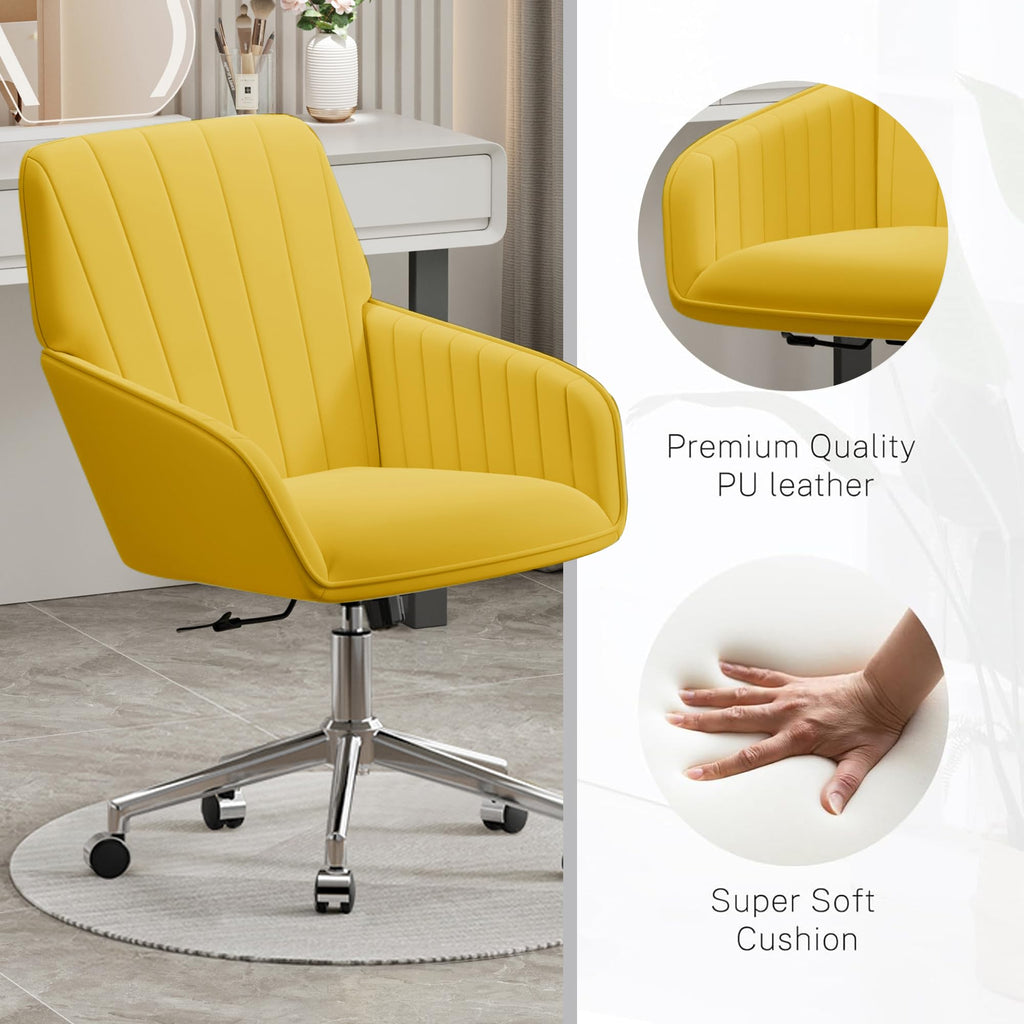 Velvet Modern Cute Chair with Back, Height Adjustable Upholstered Vanity Chair with Swivel Wheels