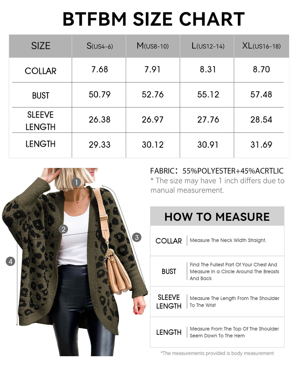 Women Fashion Leopard Print Long Sleeve Sweater Cardigan Loose Knit Open Front Fall Winter Outwear Coats