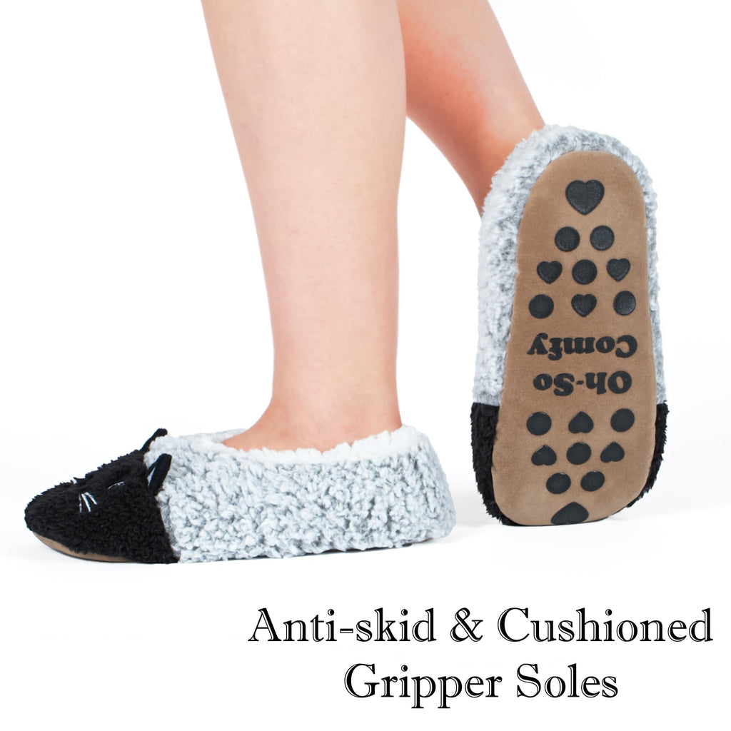 Cute Animal House Slippers - Fuzzy Warm Bedroom Slipper Socks Non-Slip Grippers