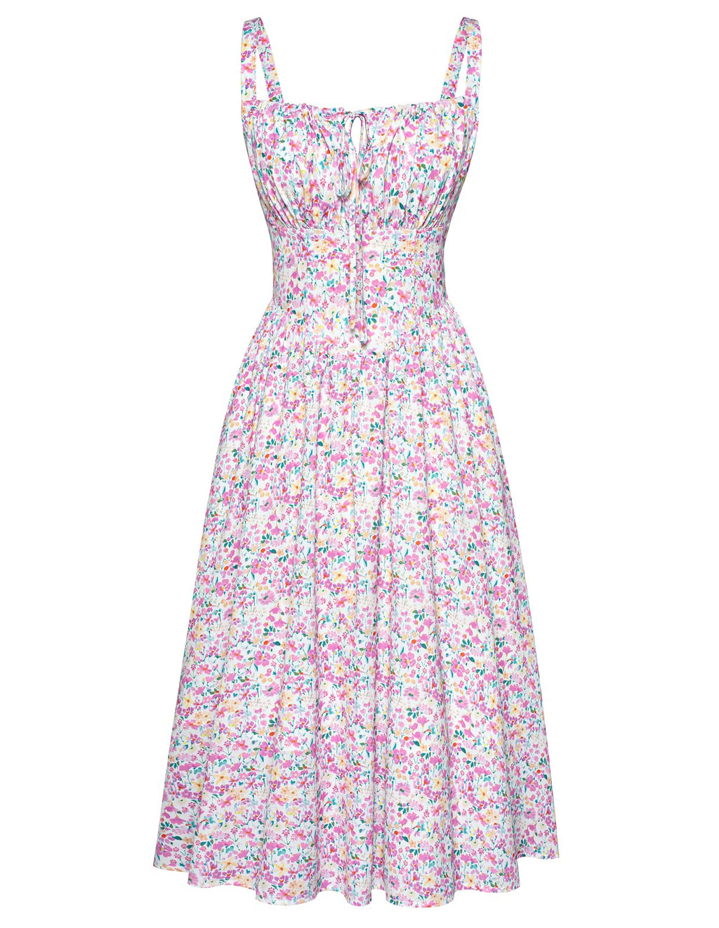 Floral Printed Corset Dress Ruched Bust Cami Flowy Sundress