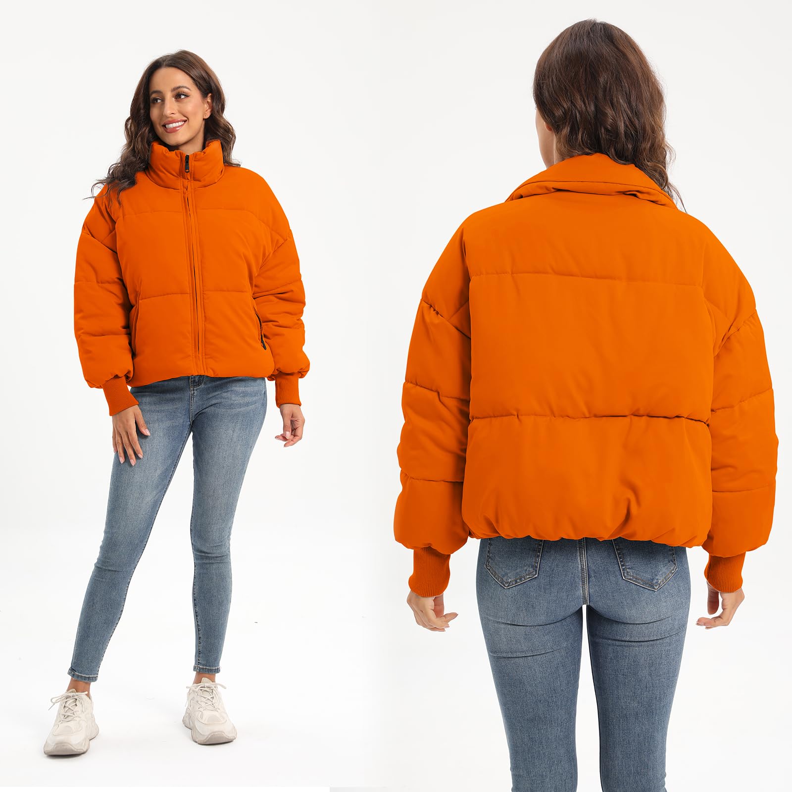 Women's Winter Baggy Zip Puffer jackets Short Down Jacket Coat
