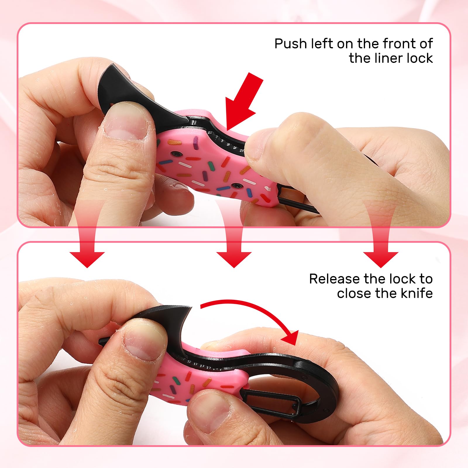 Folding Pocket Utility Knife,1.34''Blade Small EDC Knife,Pink Pocket Knife