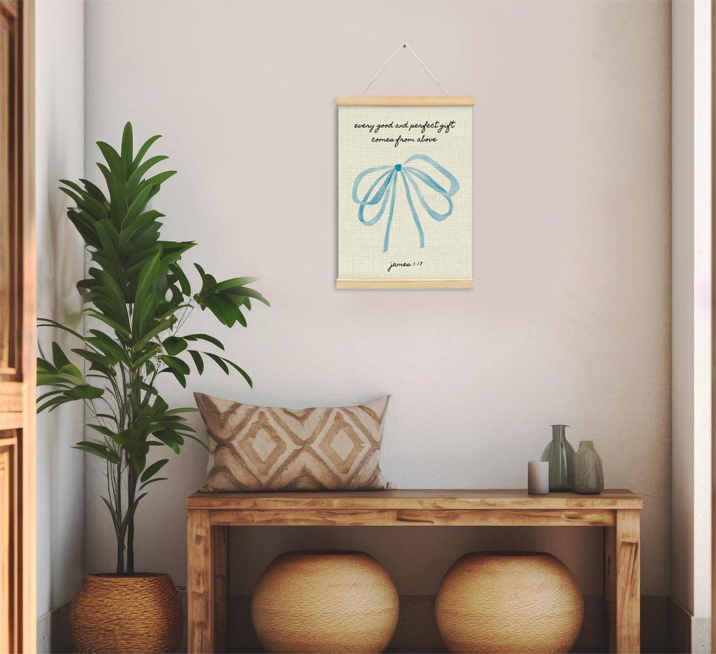 Trendy Bows Pink Coquette Scripture Wall Art Poster Hanger Frame, Christian Bible Verses Posters Wall Art Decor