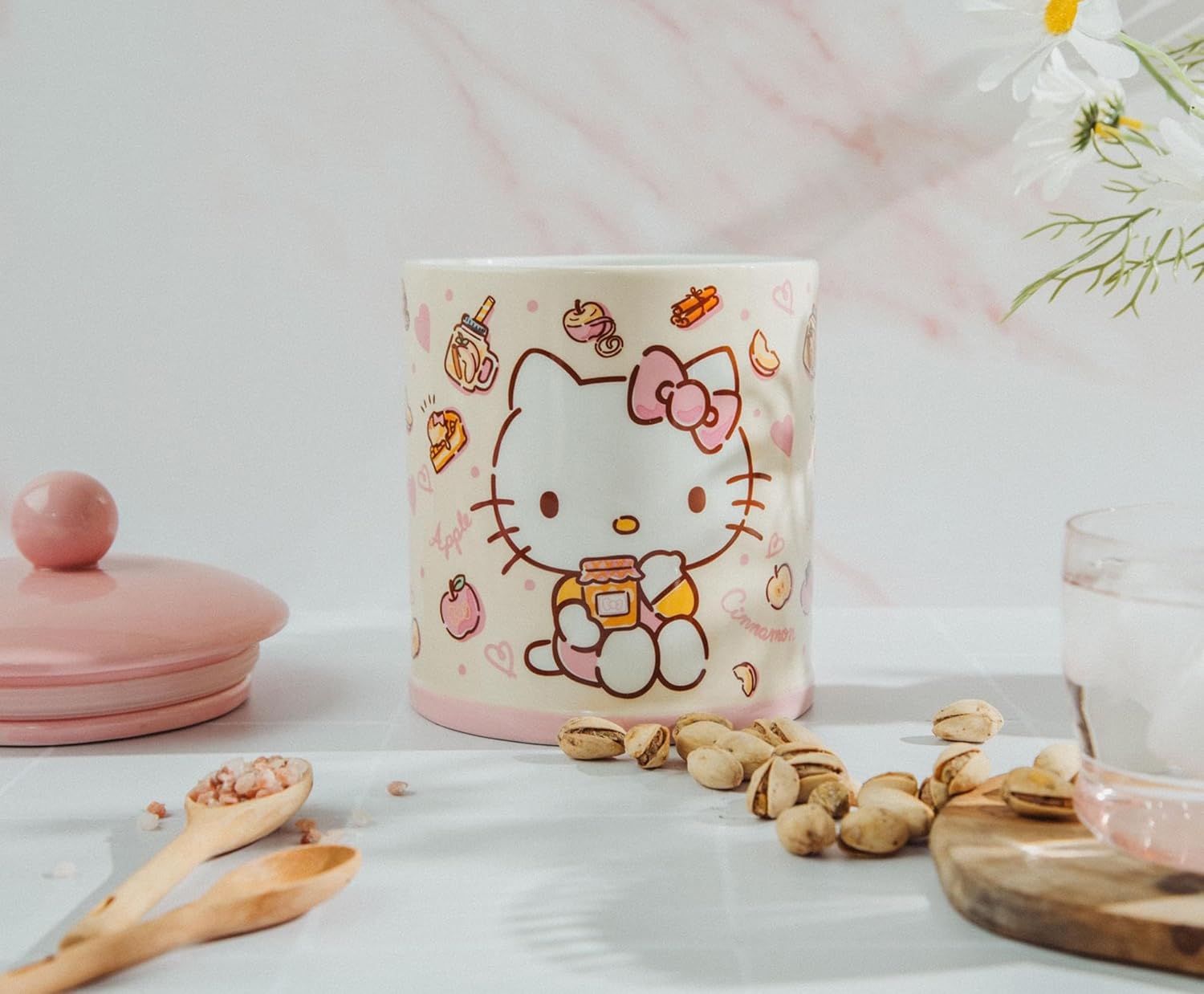 Hello Kitty Pink Apples and Cinnamon 8â€?Ceramic Canister