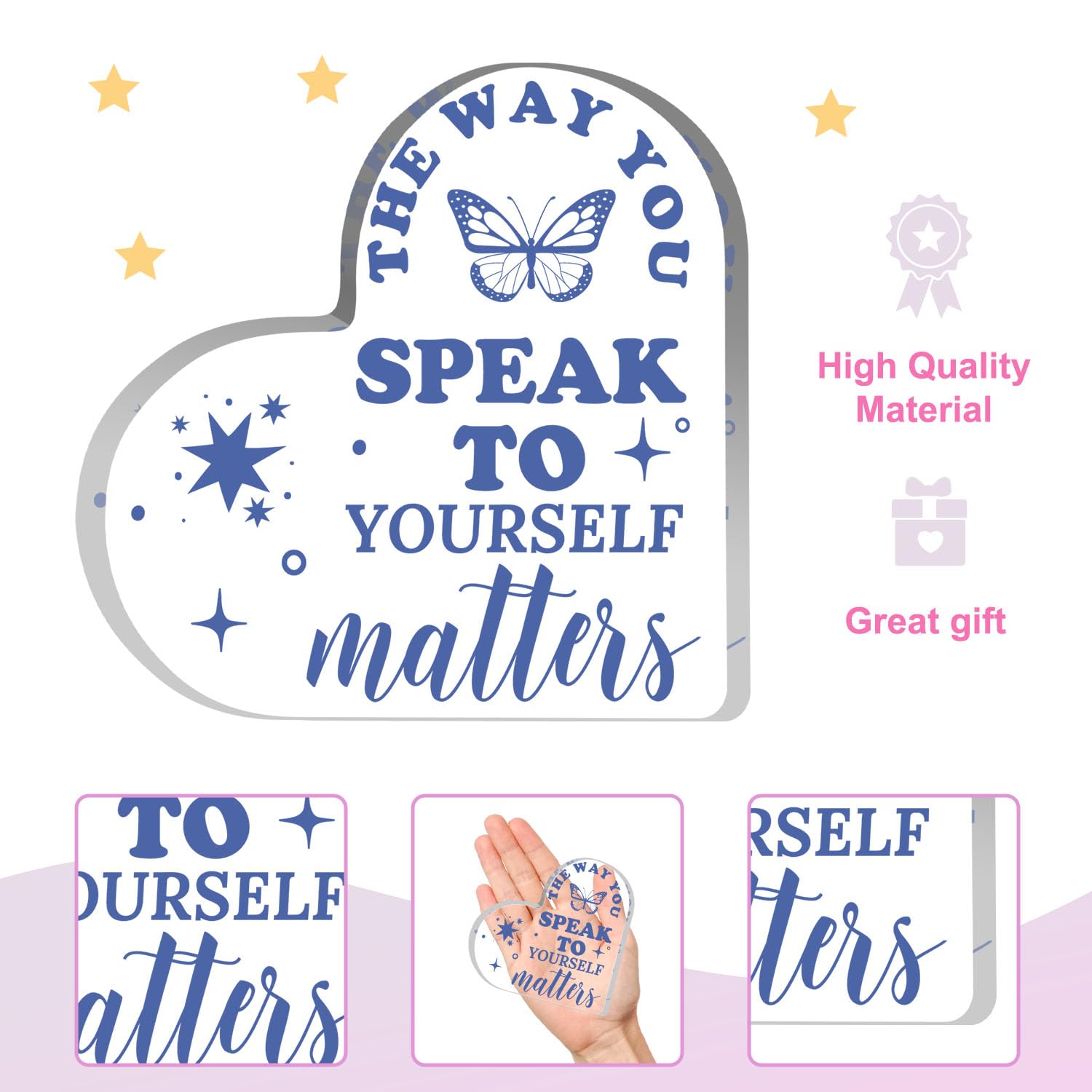 Note to Self Motivational Acrylic Heart Decor