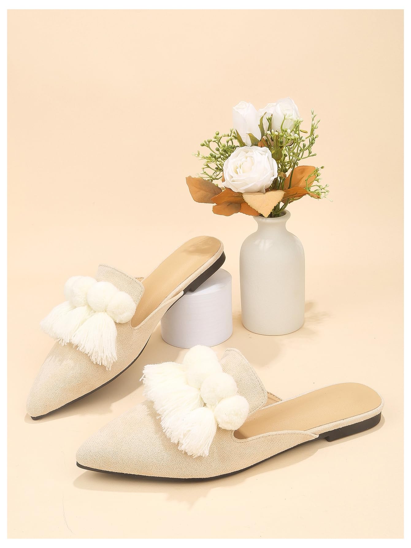 Women's Dress Shoes Slip On Flats Comfortable Pointed Toe Mules Dressy Casual Loafers Shoes