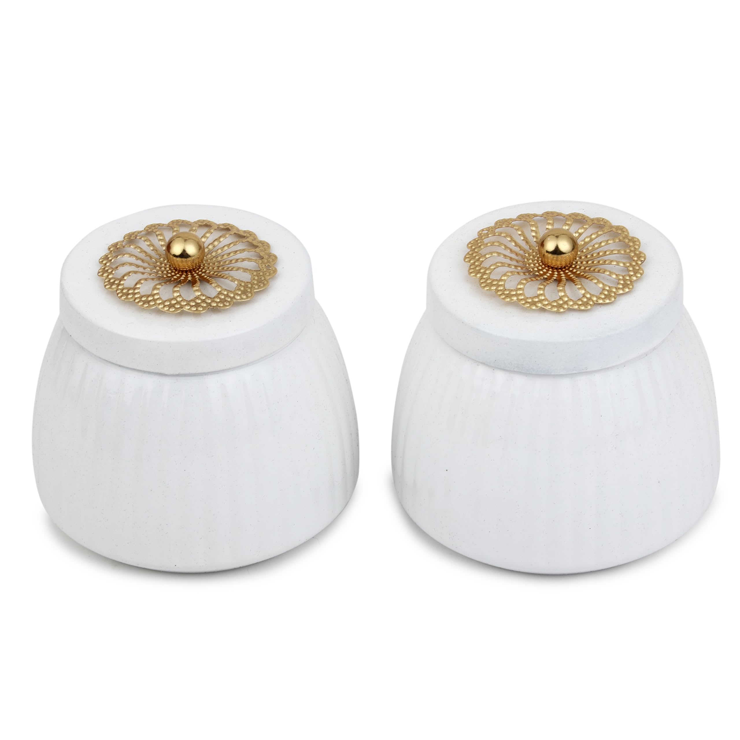 Gift Antique Finish Dryfruits Jar Box with Golden Lid | Storage Containers for