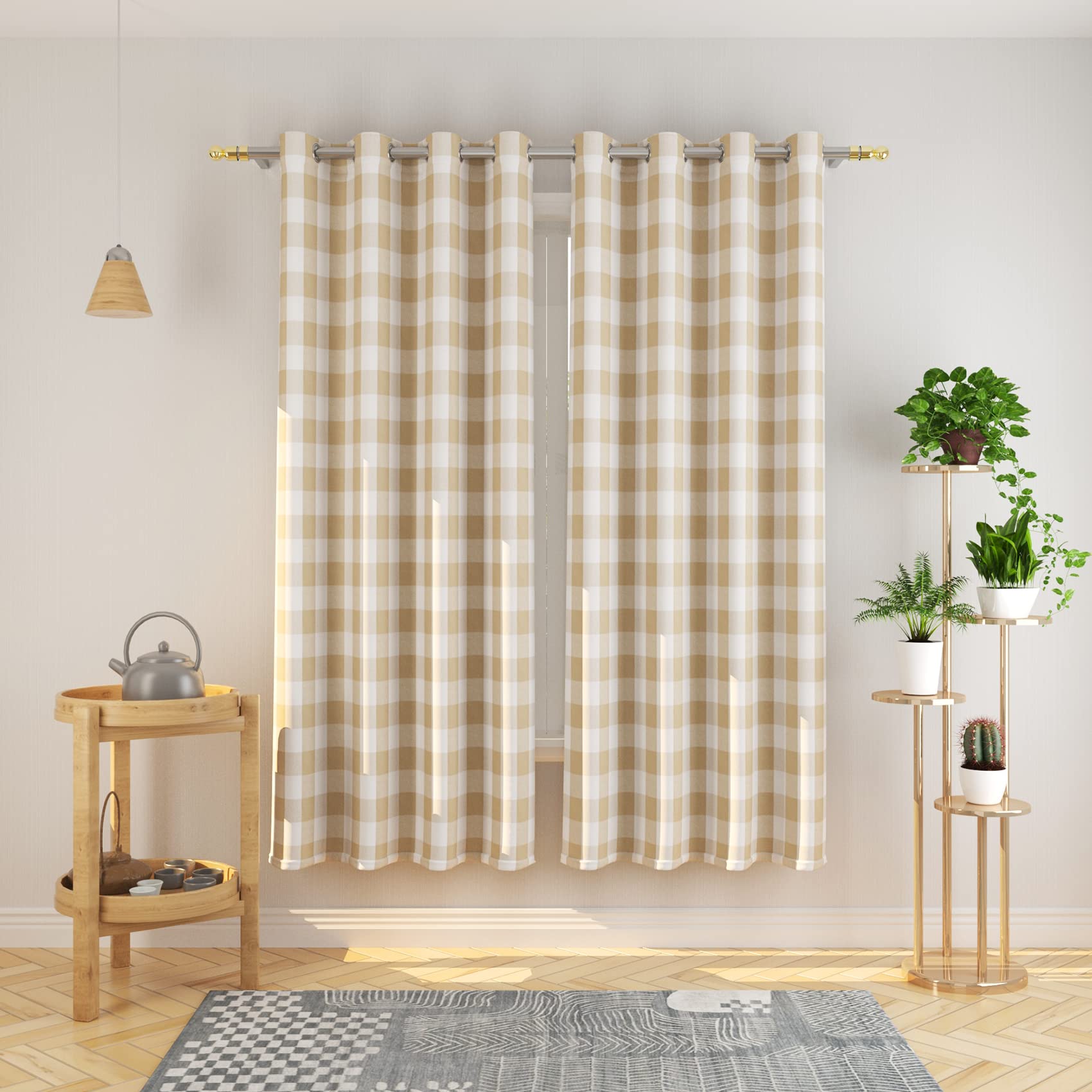 Tier Curtains Check Gingham Plaid Window Curtain Panels Bathroom Grommet Top Window Treatment 2 Panels