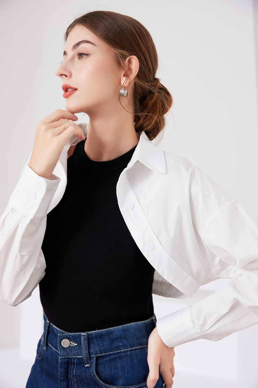 Fake Collar Long Sleeves Detachable Blouse False Collar Half Shirt Blouse Collar