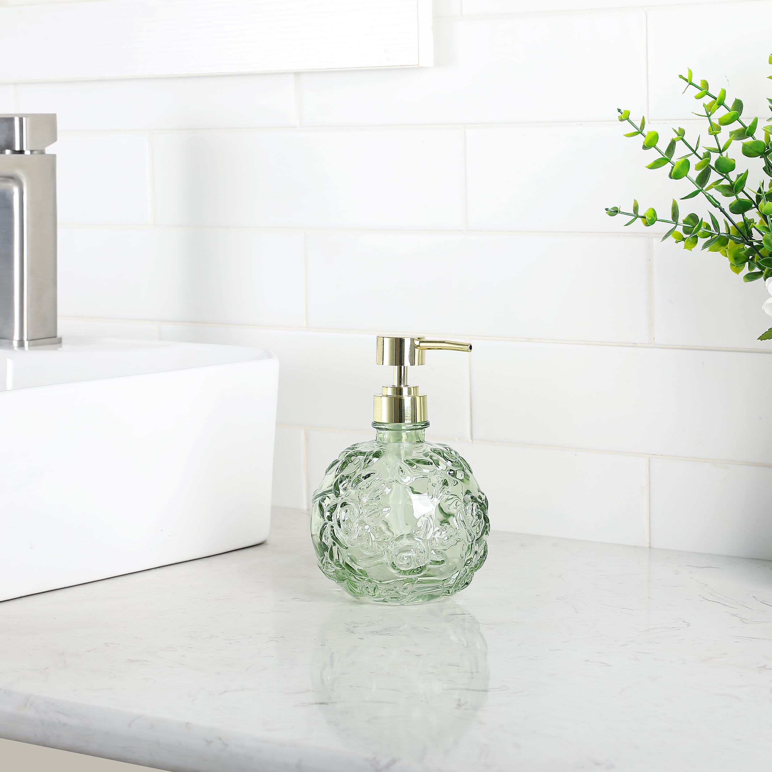 Glass Soap Pump Dispenser, Refillable Soap Dispenser