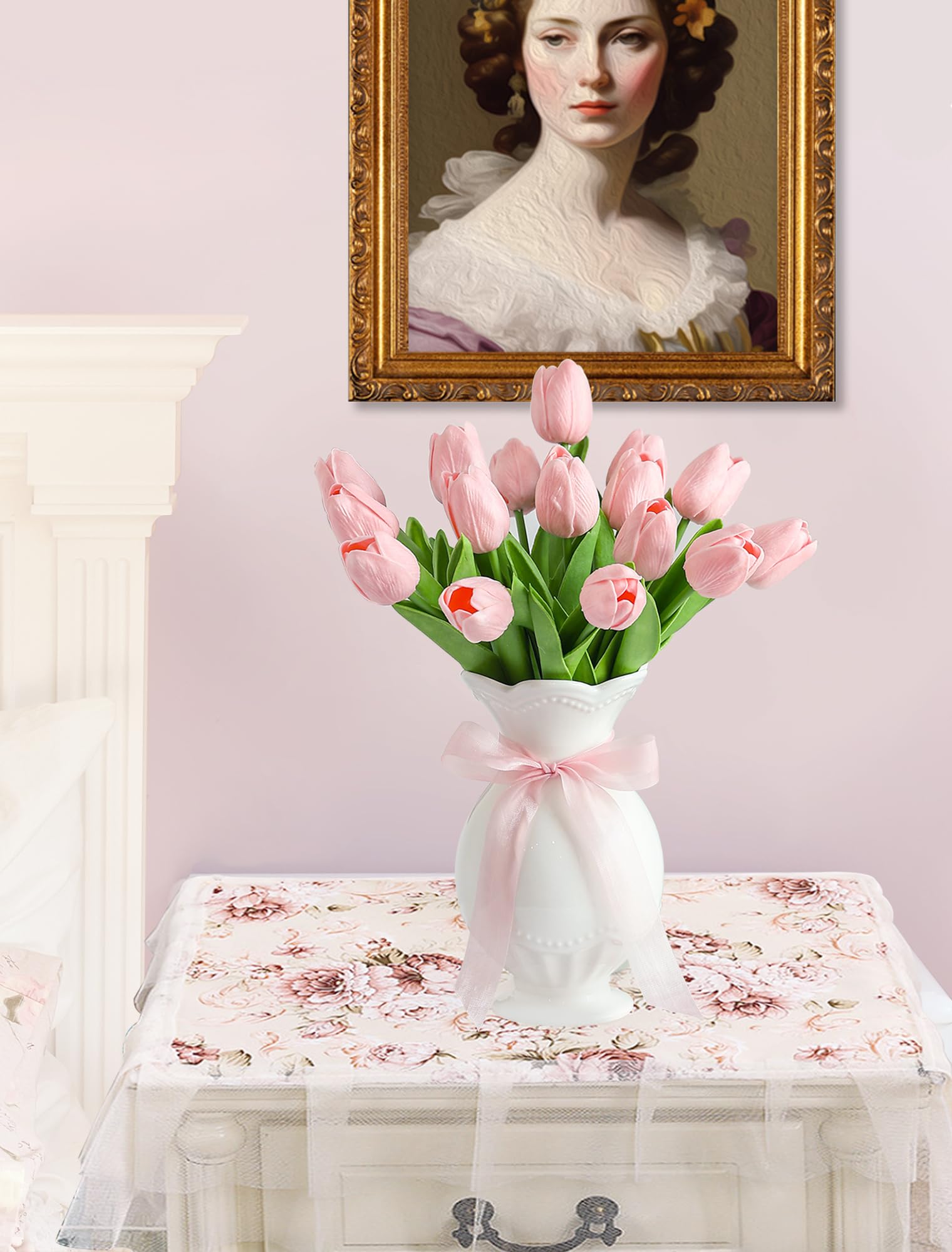 Pink Bow Coquette Bathroom Bedroom Room Decor, Cute Bow Ceramic Vase for Flowers Small