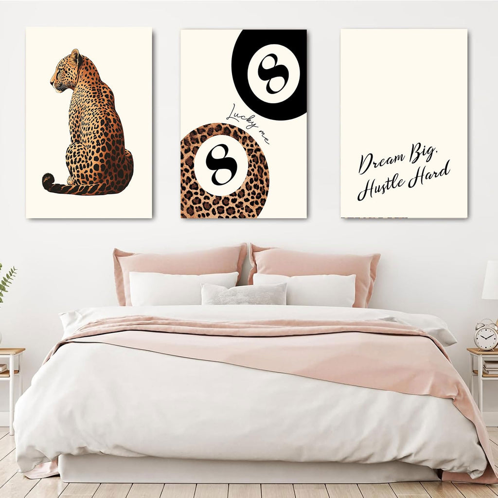 Pink Set of 3 Leopard Wall Art Prints Trendy Girly Cheetah Print Poster for Home Decor 16X24 in Unframed