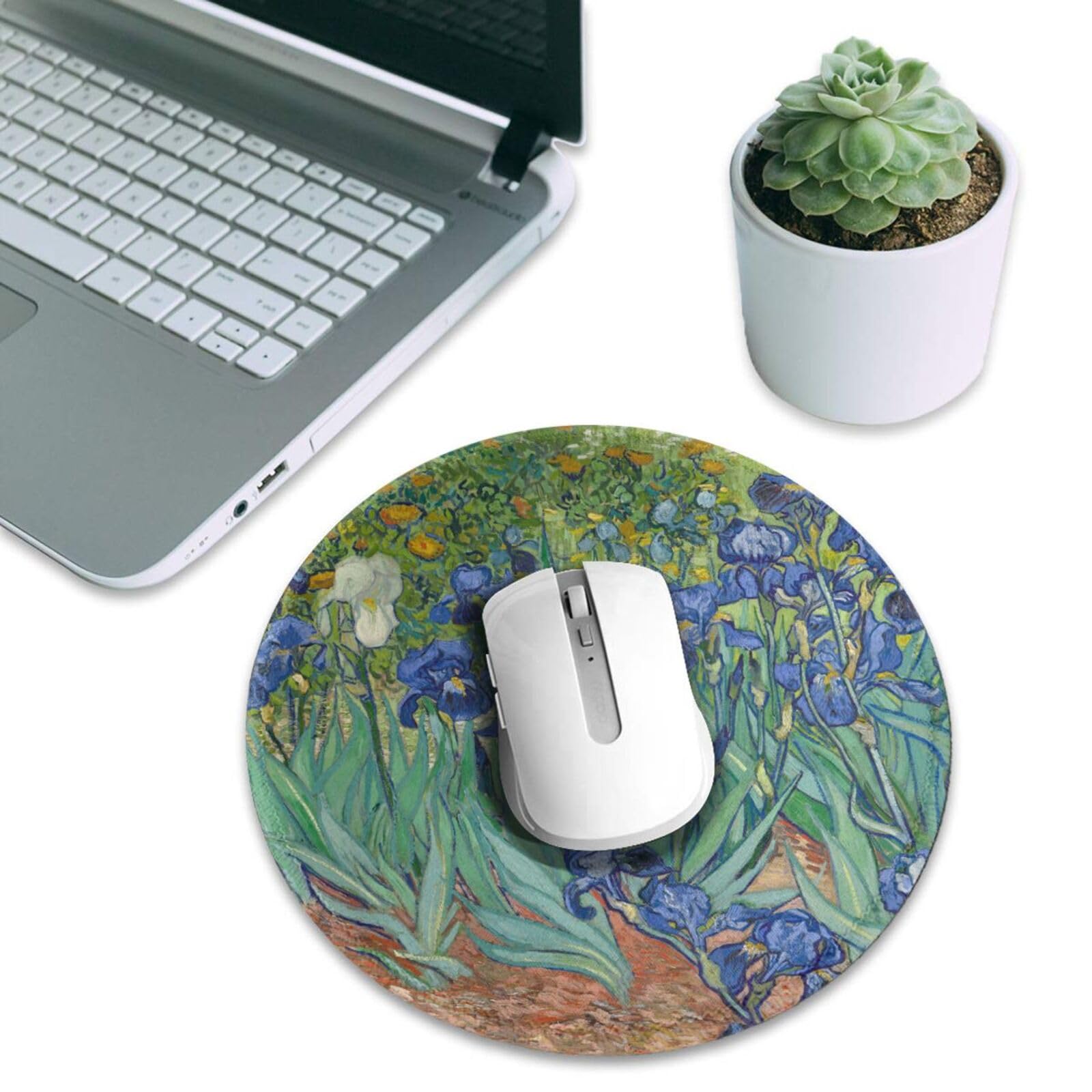 Round Mouse Pad Desk Top - Stitched Edges 8 X 8 Inch
