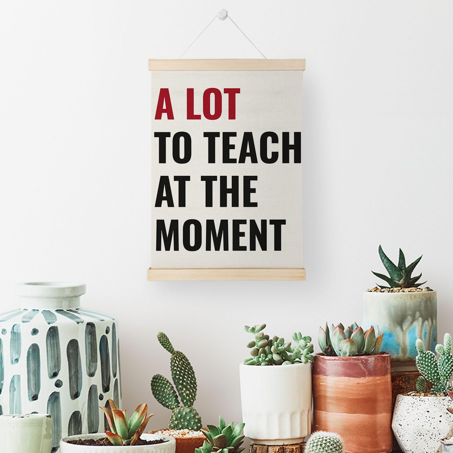 Coquette Teacher Wall Decor - Preppy Teacher Wall Art with Wooden Poster Hanger, for Office & Classroom, 12x16 Inch