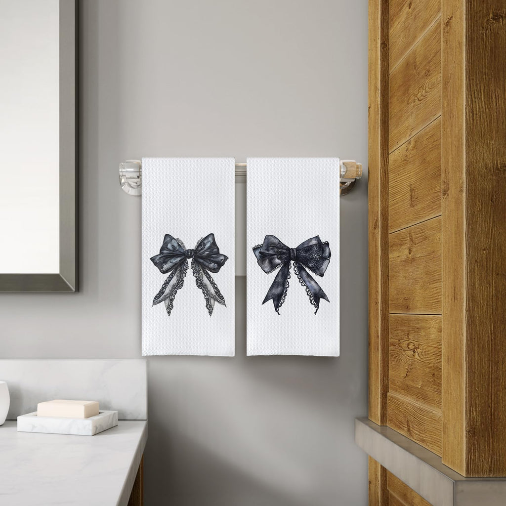 Lace Bow Dish Towels,Tea Towel, Bathroom Decor 16 X 24 Set of 2