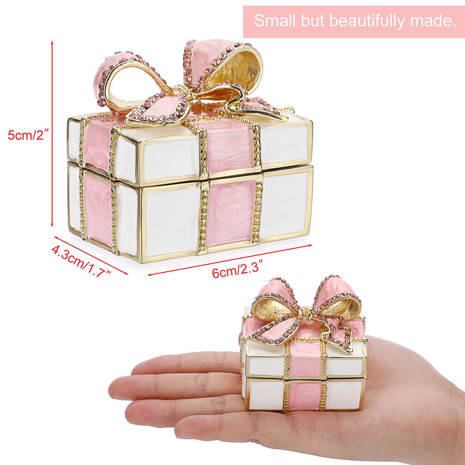 Mini Bow-knot Trinket Box, Vintage Metal Enameled Decorative Box