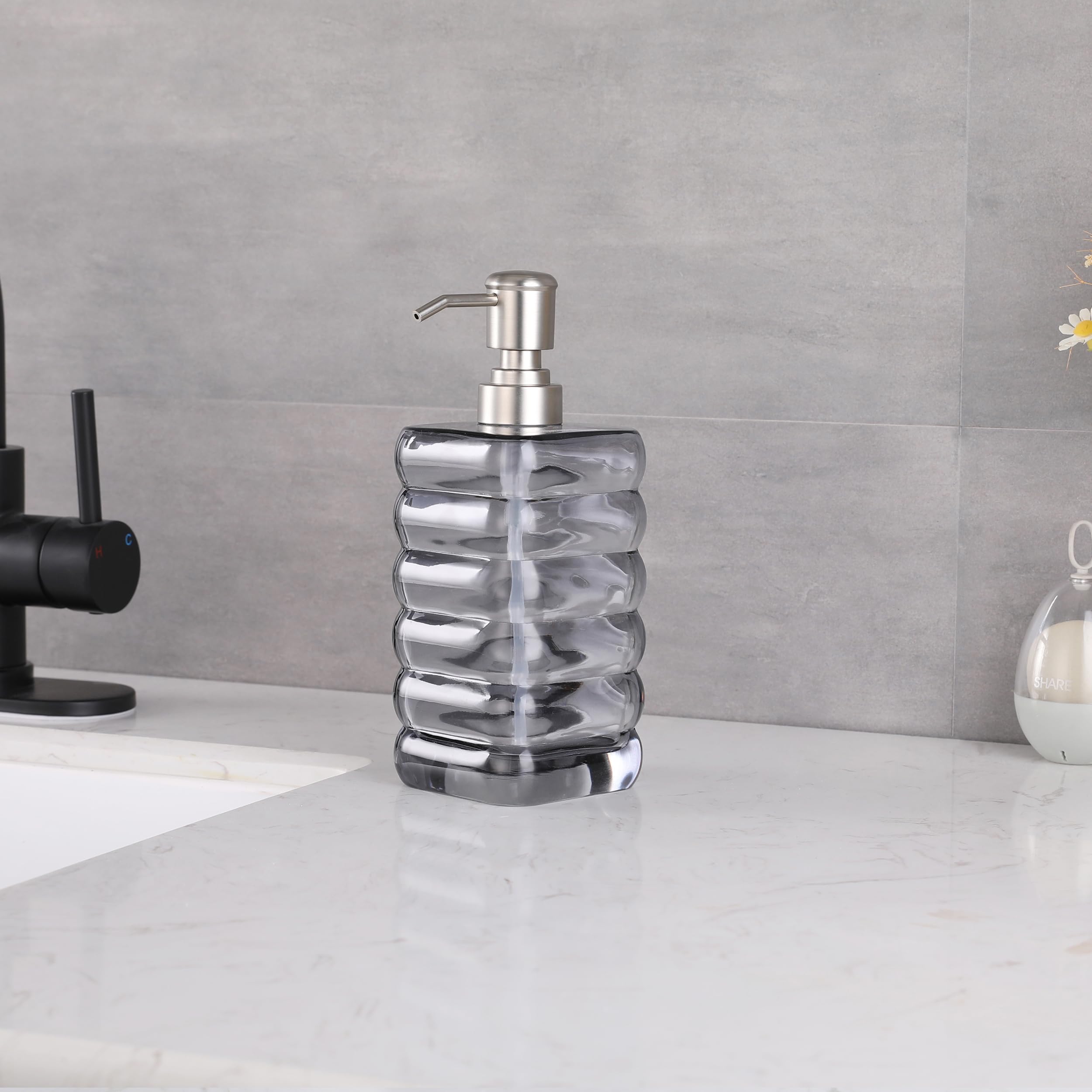 Glass Soap Pump Dispenser, Refillable Soap Dispenser