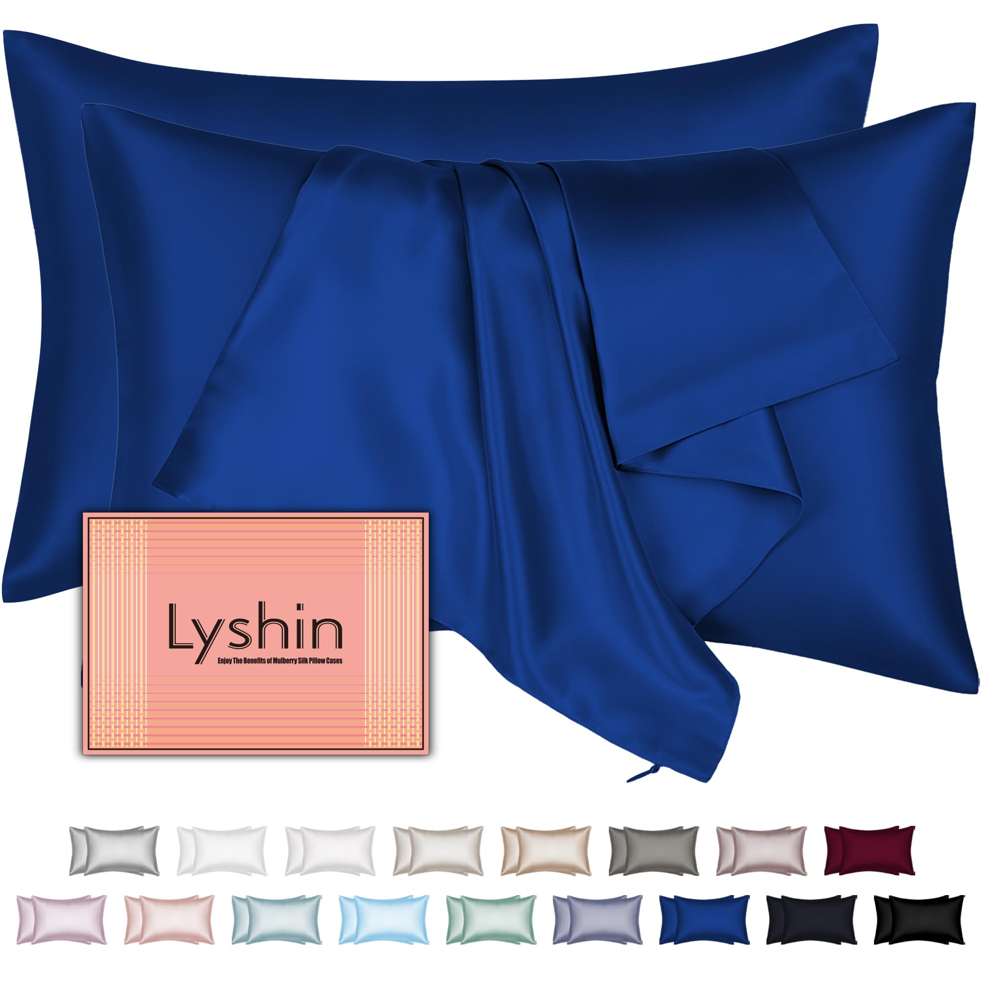 Silk Pillow Cases with Hidden Zipper, Ultra Smooth and Soft Breathable Cooling Silk Satin Pillowcase