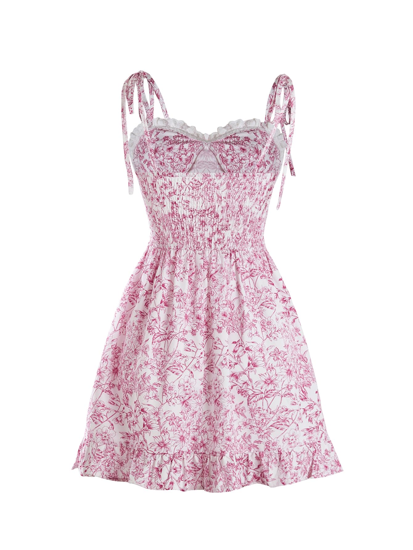 Women's Gingham Print tie Shoulder Sleeveless Ruffle Hem Cami Dress