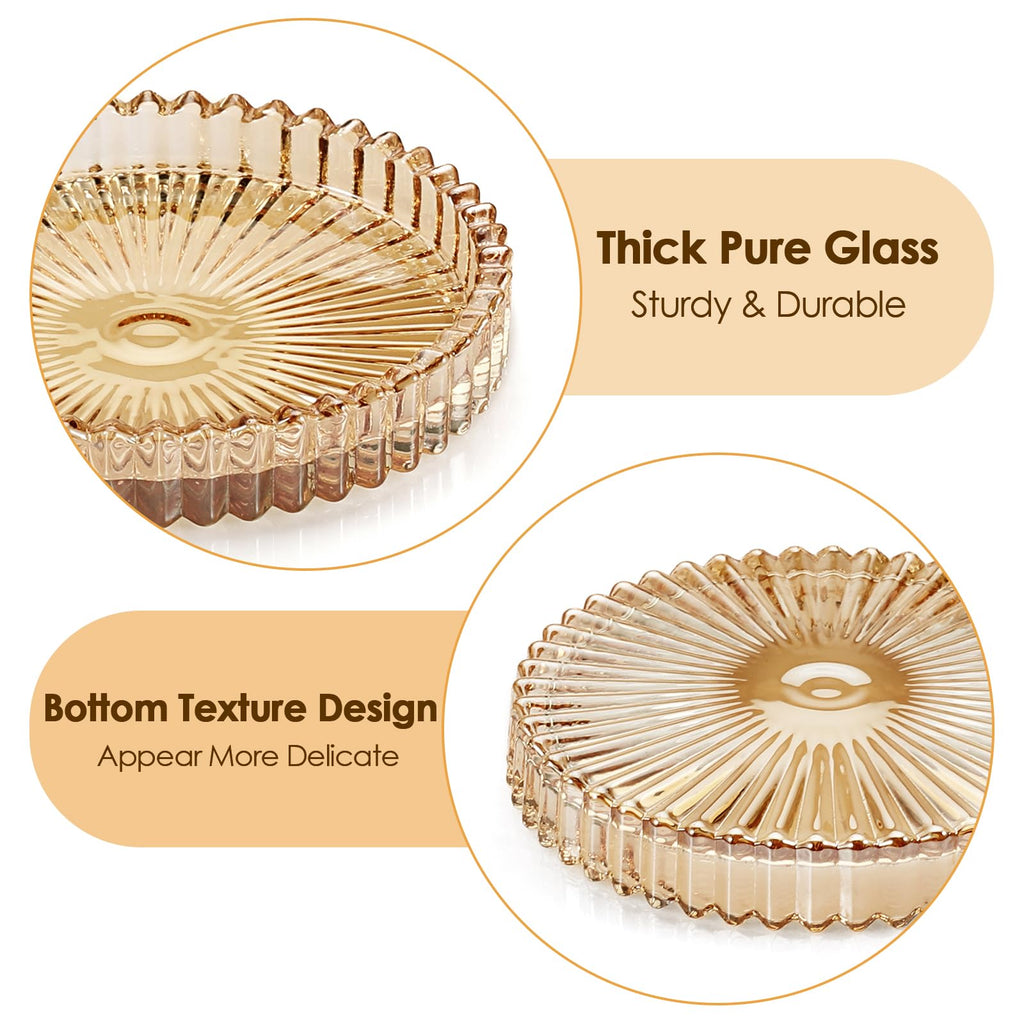 Modern Clear Coaster Set of 8- Glass Coasters for Drinks Crystal Coasters Round Cup Coasters