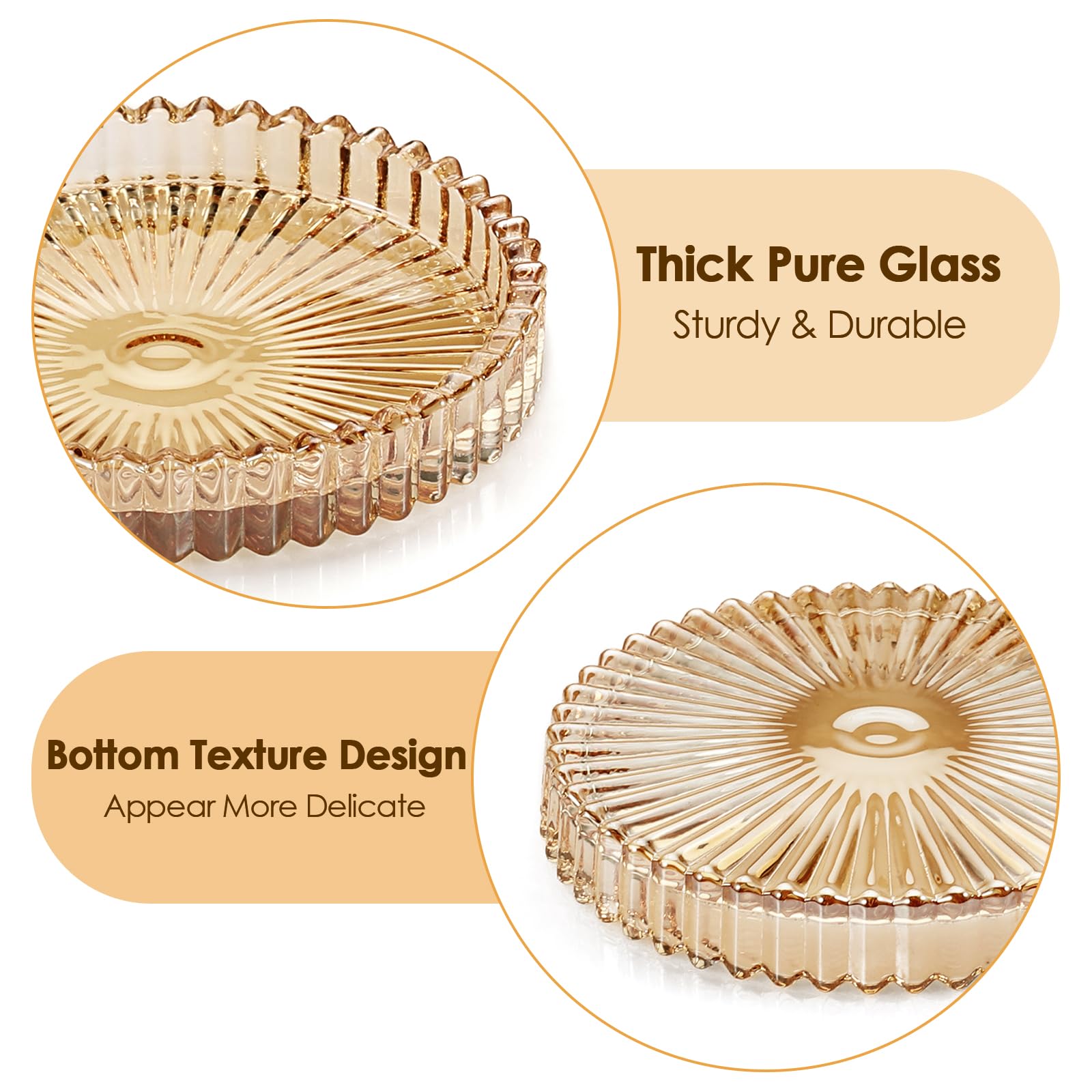 Modern Clear Coaster Set of 8- Glass Coasters for Drinks Crystal Coasters Round Cup Coasters