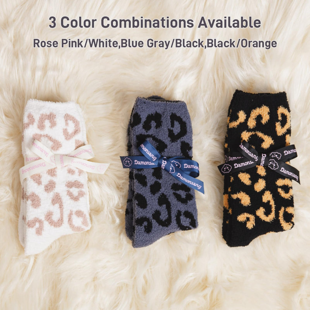 Fuzzy Socks for Women Leopard Print,Microfiber Cozy Socks Fluffy Warm Socks for Women, Luxury Gifts for Women