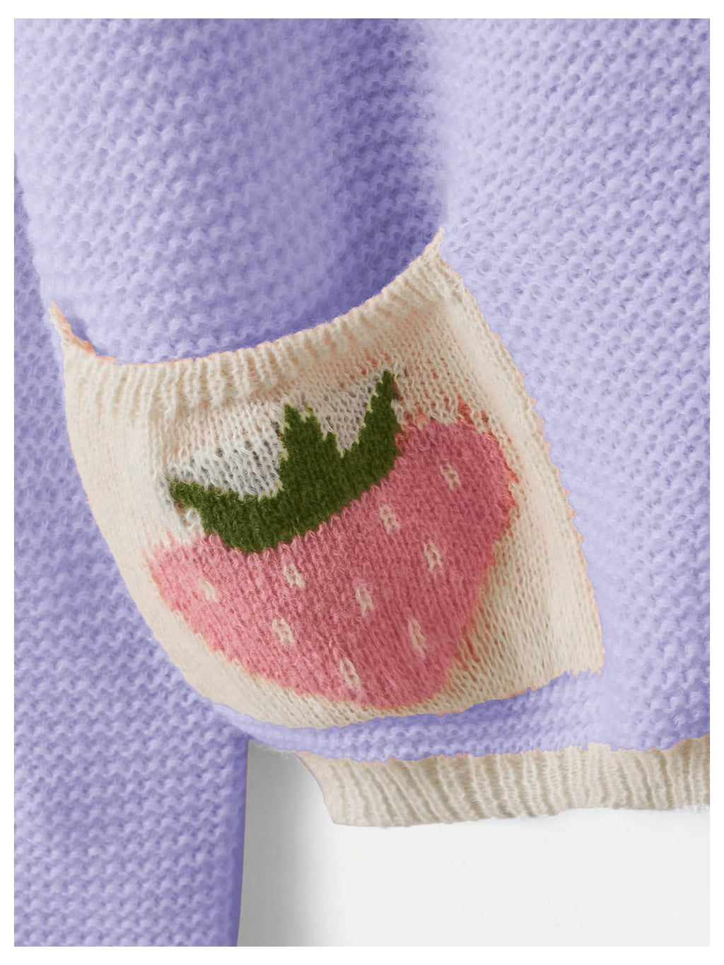 Women's Strawberry Pattern Open Front Bishop Sleeve Casual Cardigan