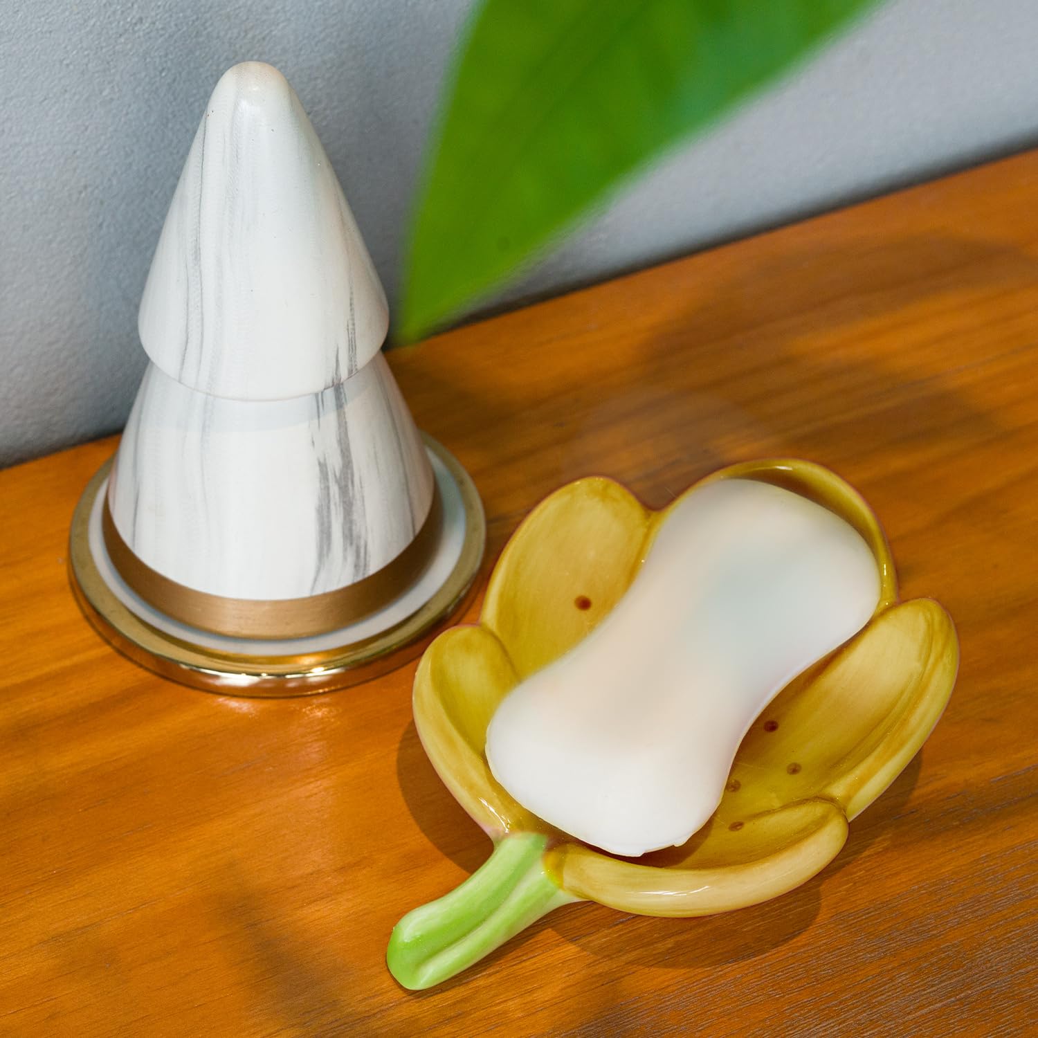 Ceramic Flower Soap Dish Holder for Bathroom