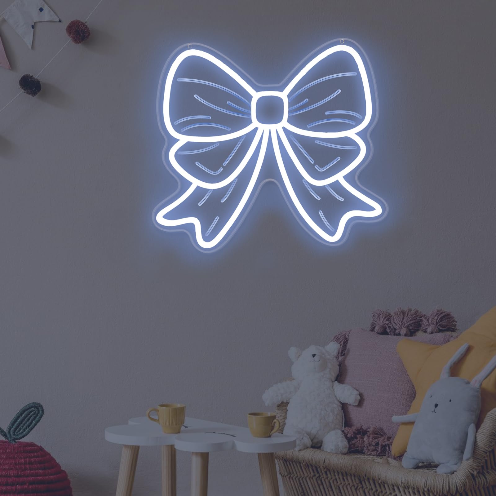 Neon Bow Mirror Sign Wall Decor